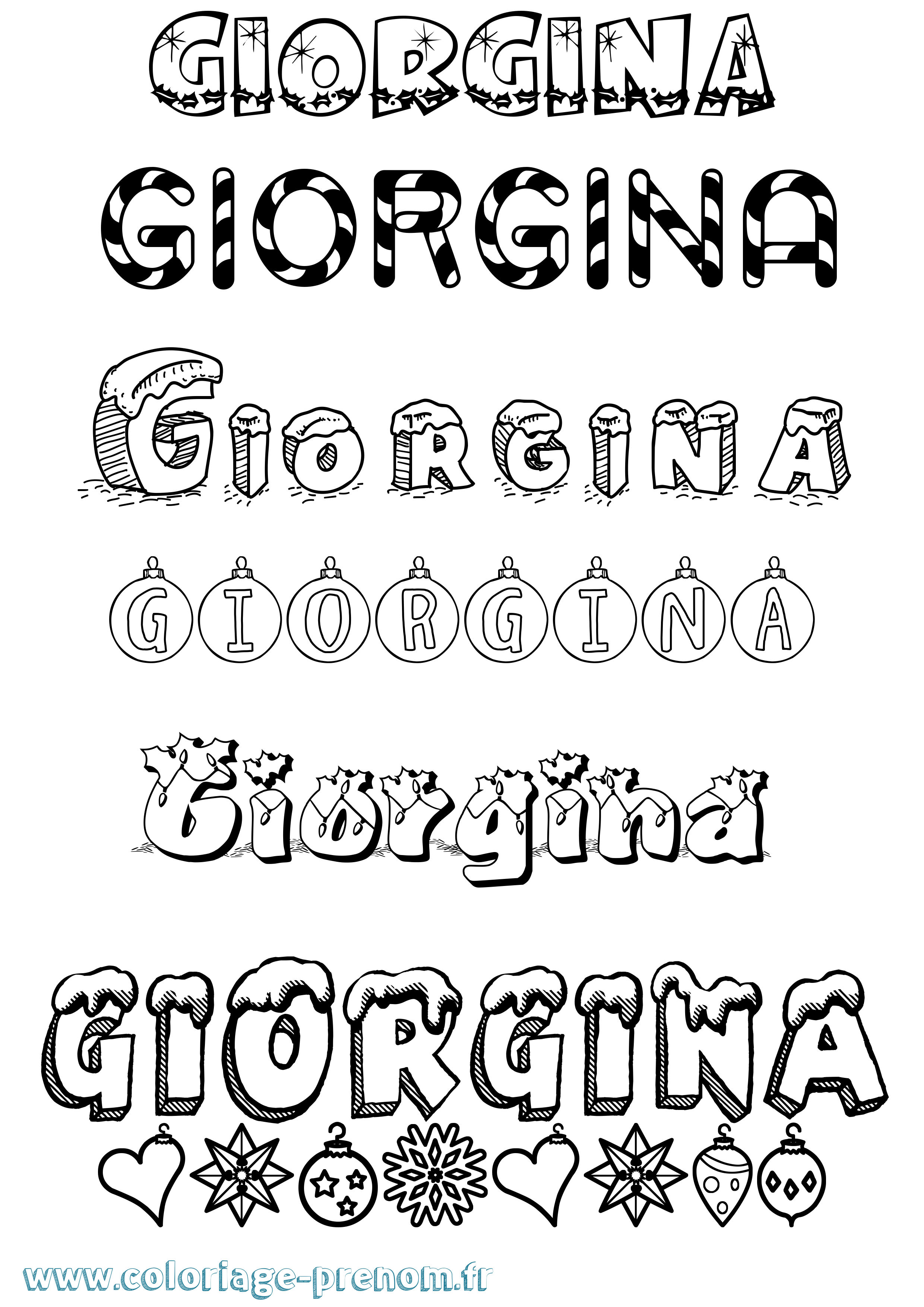 Coloriage Giorgina Noël Coloriage prénom Giorgina Noël