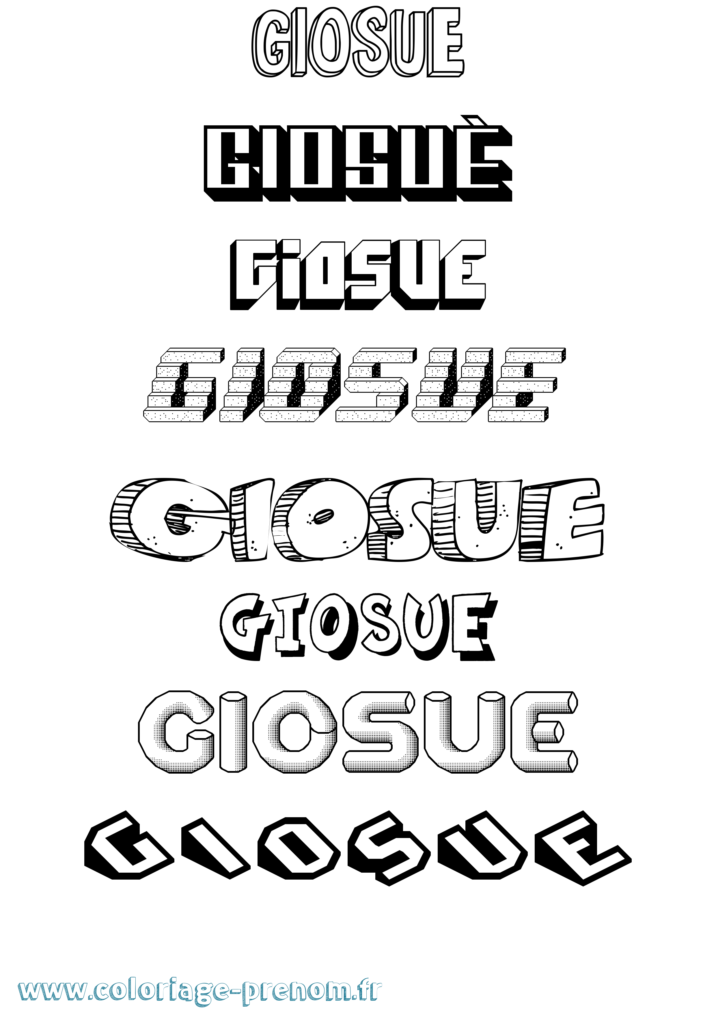 Coloriage Giosuè Effet 3D Coloriage prénom Giosuè Effet 3D