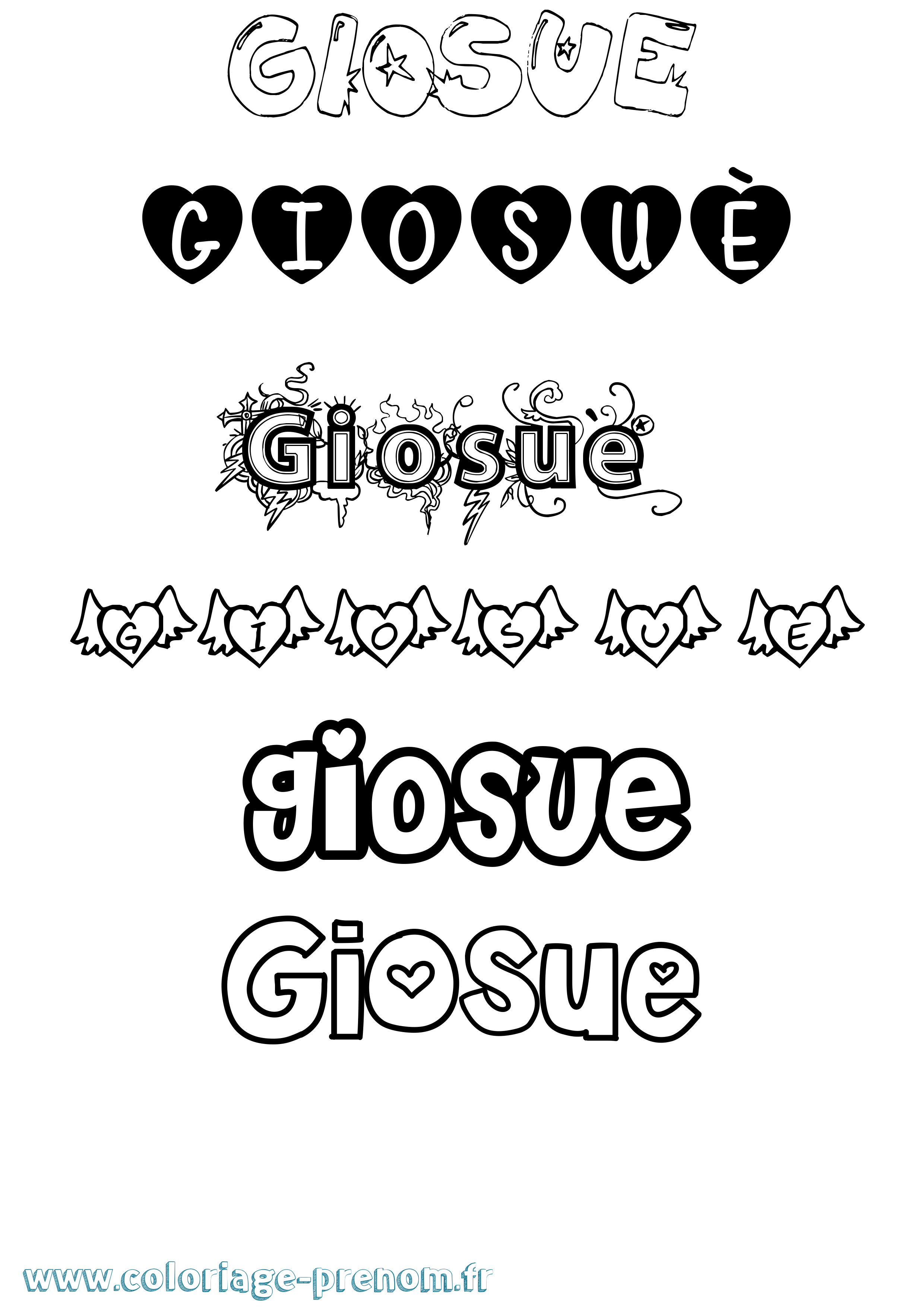 Coloriage Giosuè Girly Coloriage prénom Giosuè Girly