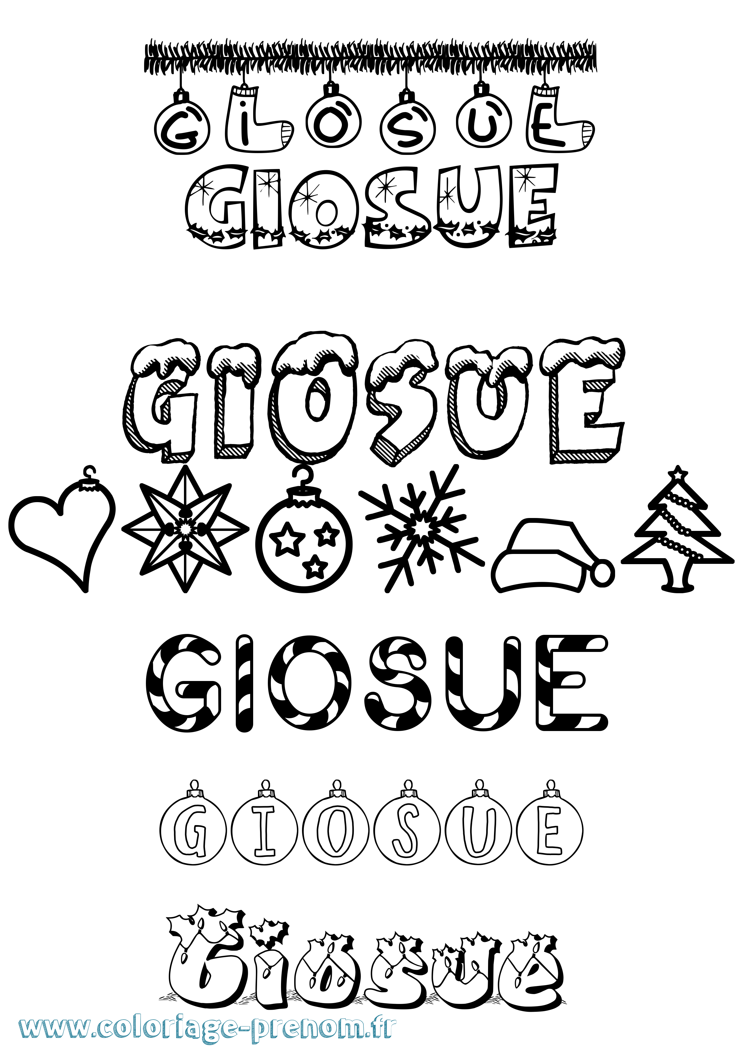 Coloriage Giosuè Noël Coloriage prénom Giosuè Noël