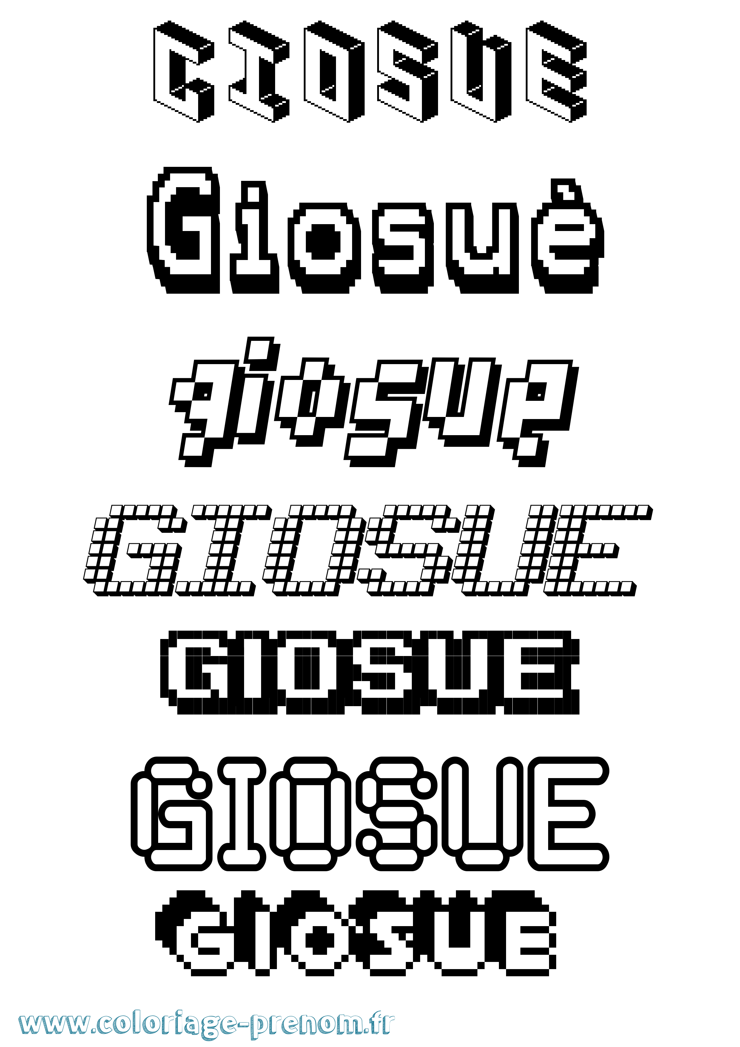Coloriage Giosuè Pixel Coloriage prénom Giosuè Pixel