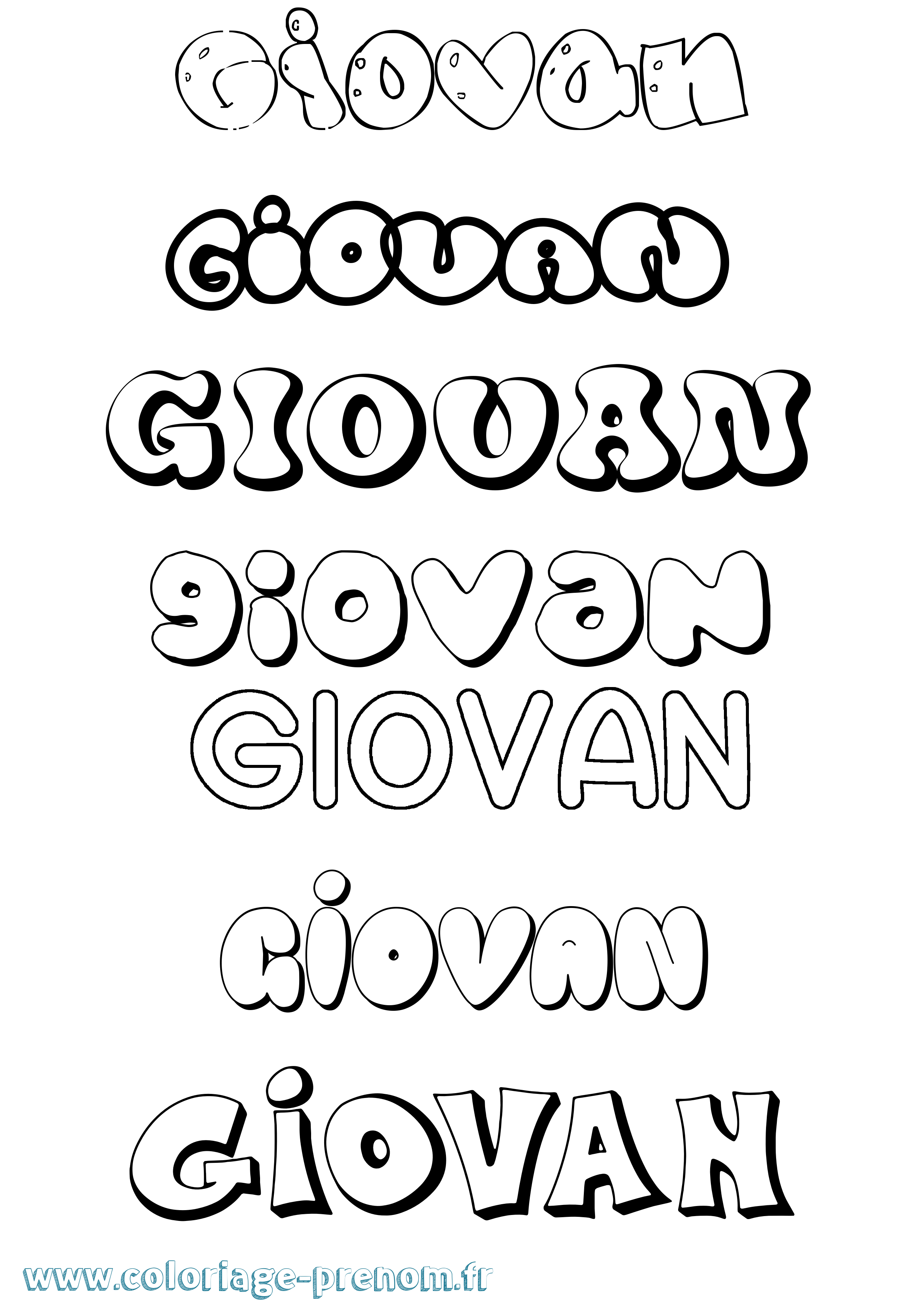 Coloriage Giovan Bubble Coloriage prénom Giovan Bubble