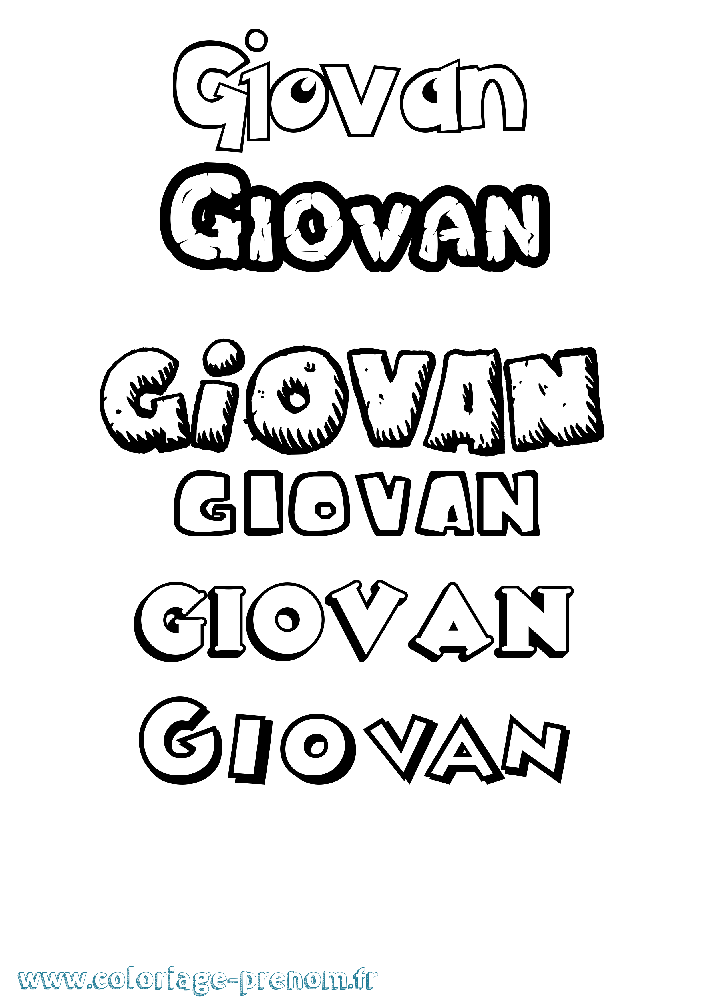 Coloriage Giovan Dessin Animé Coloriage prénom Giovan Dessin Animé