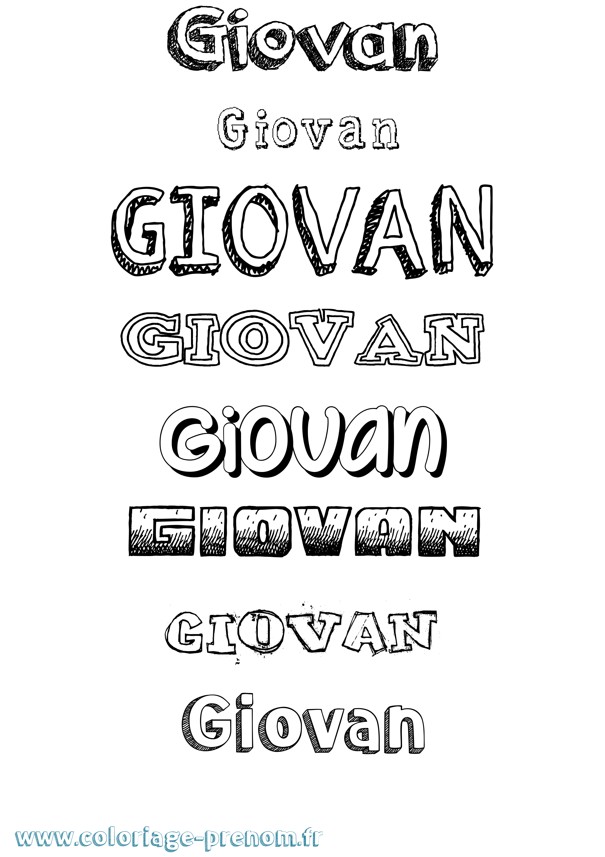 Coloriage Giovan Dessiné Coloriage prénom Giovan Dessiné