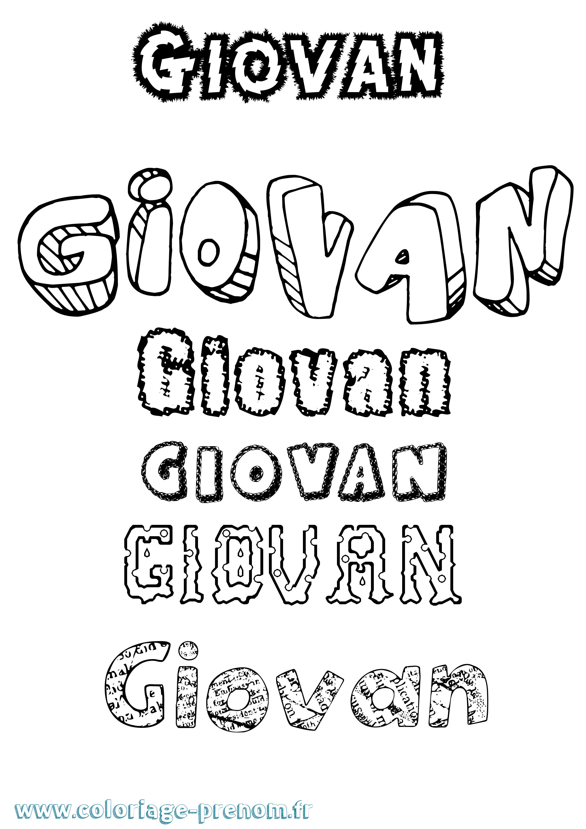 Coloriage Giovan Destructuré Coloriage prénom Giovan Destructuré