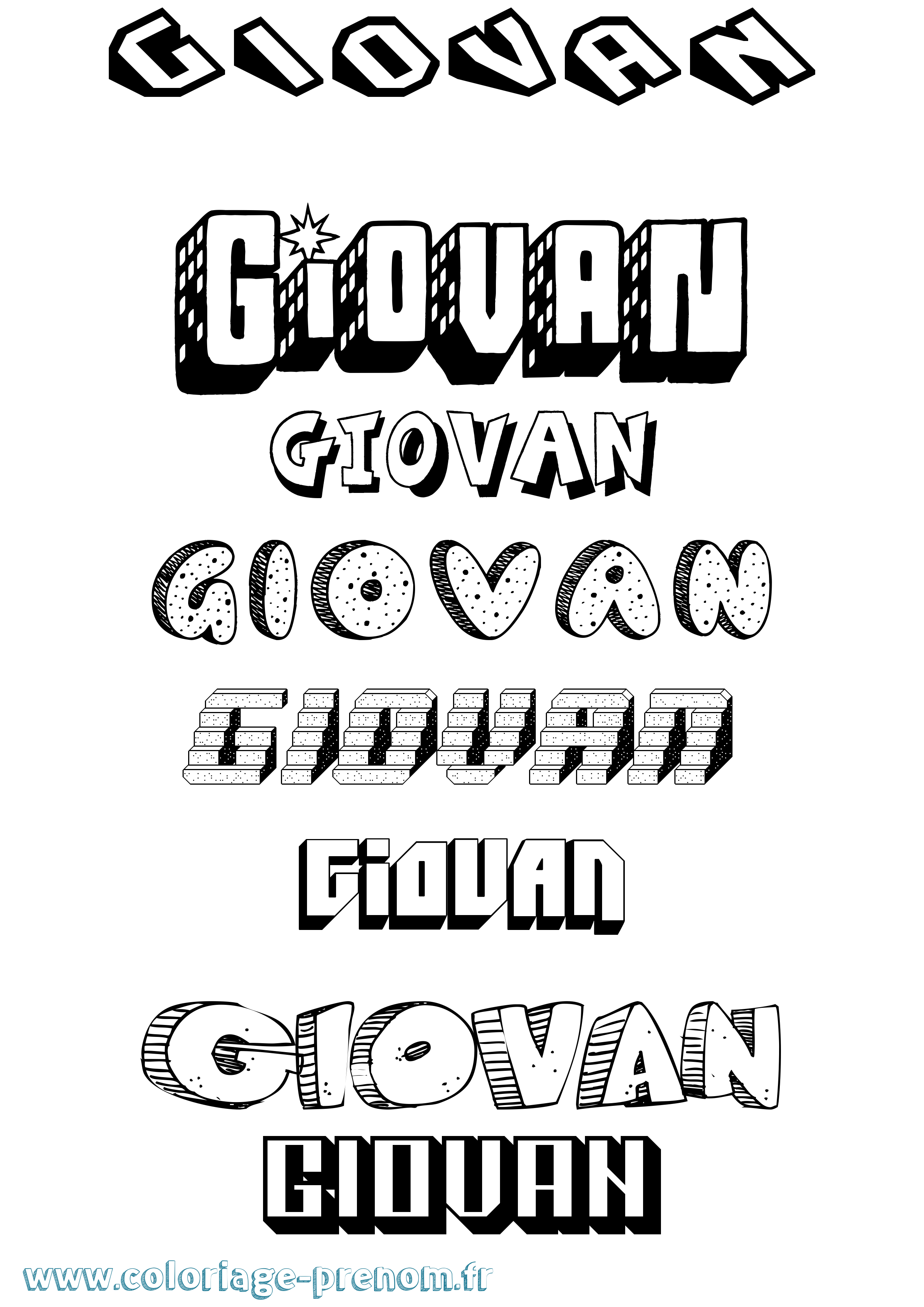 Coloriage Giovan Effet 3D Coloriage prénom Giovan Effet 3D