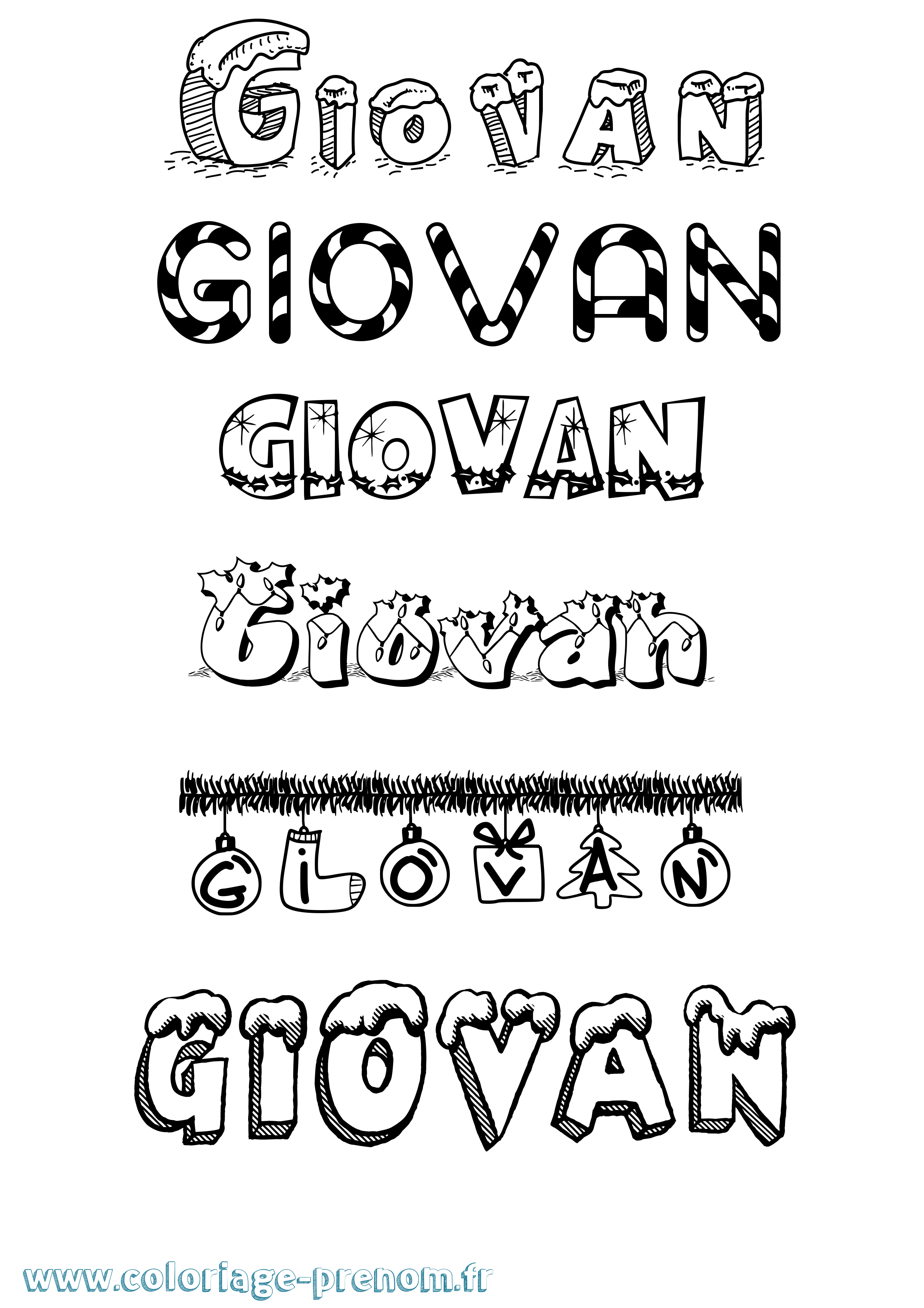 Coloriage Giovan Noël Coloriage prénom Giovan Noël