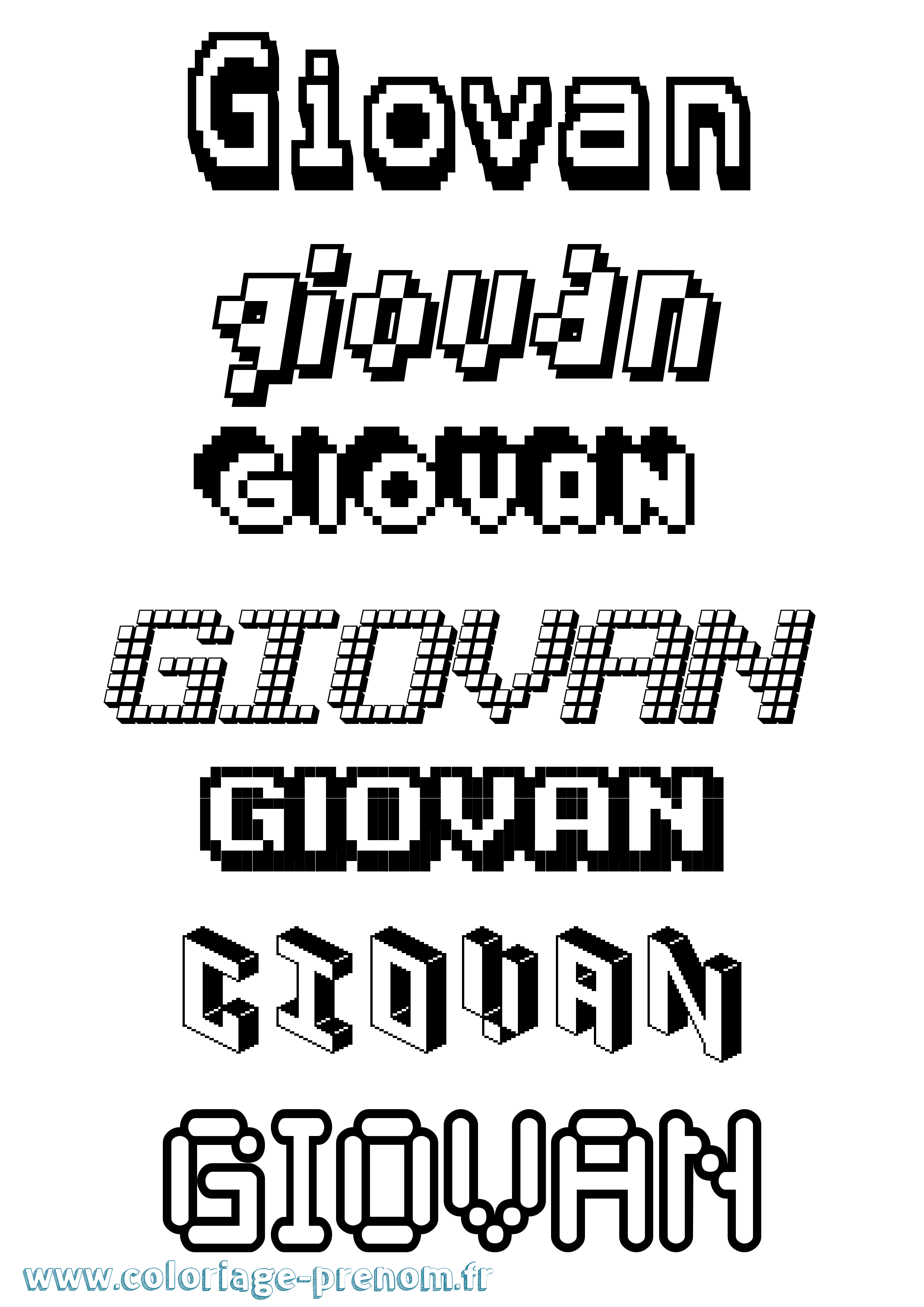 Coloriage Giovan Pixel Coloriage prénom Giovan Pixel