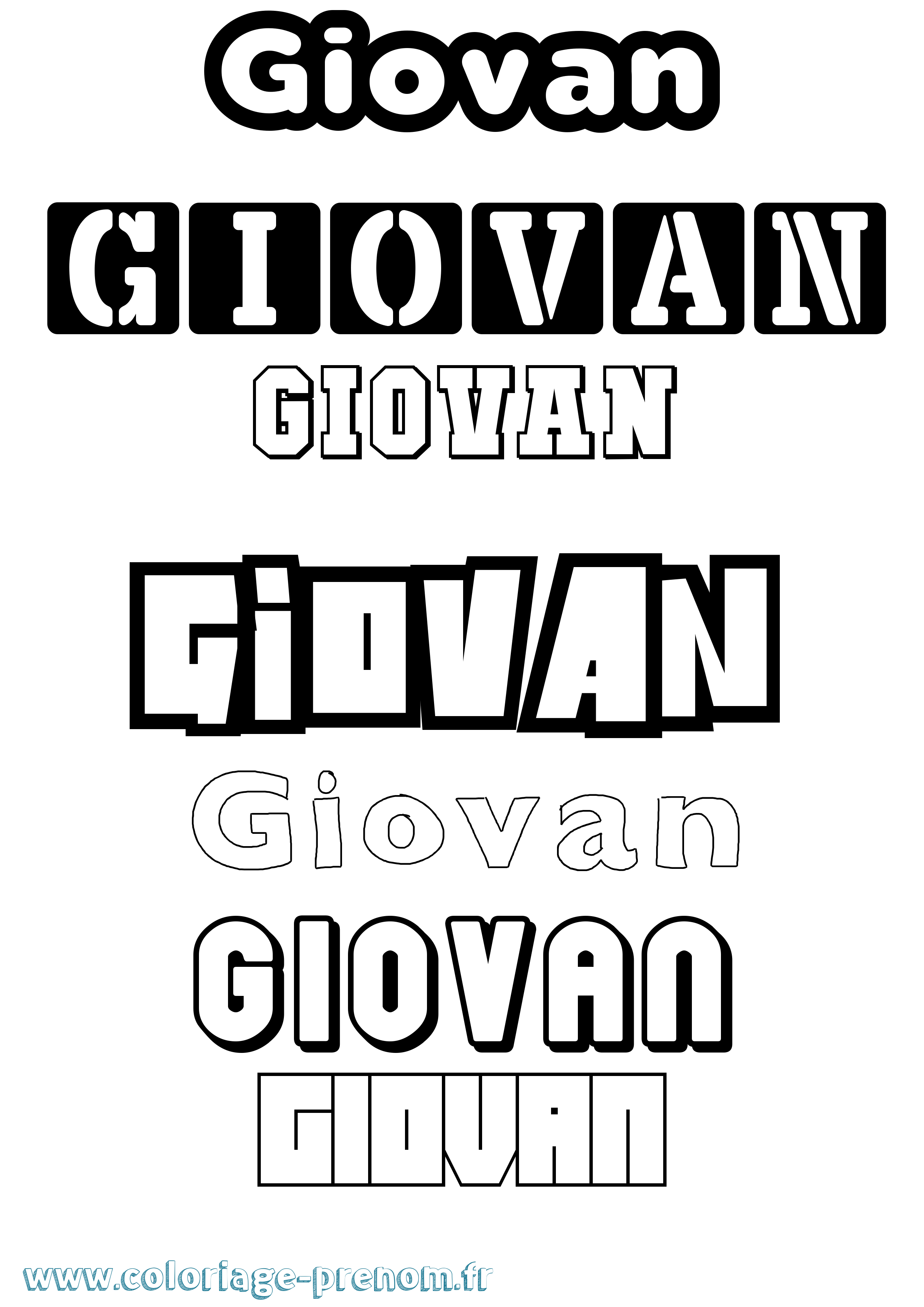 Coloriage Giovan Simple Coloriage prénom Giovan Simple
