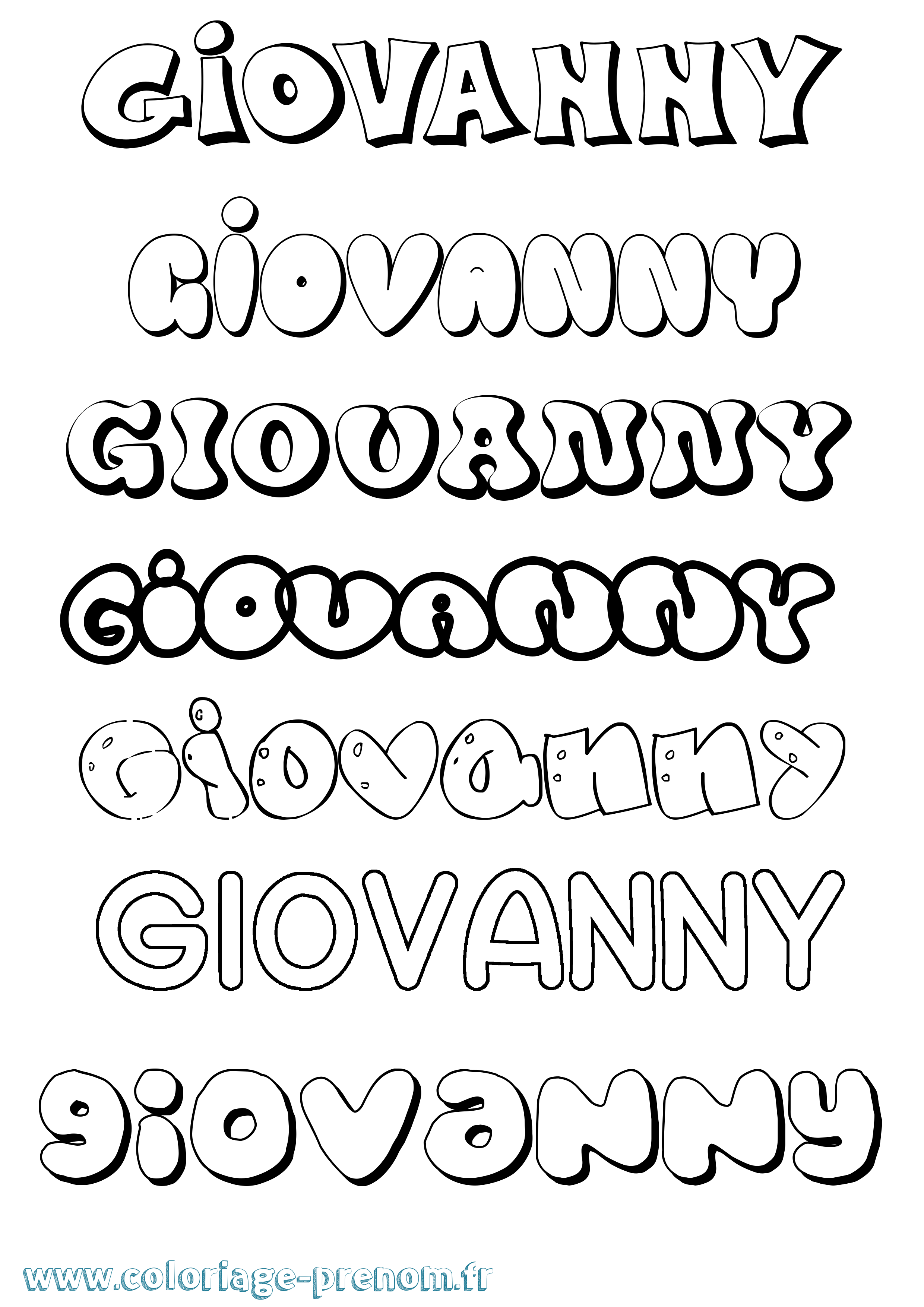 Coloriage Giovanny Bubble Coloriage prénom Giovanny Bubble