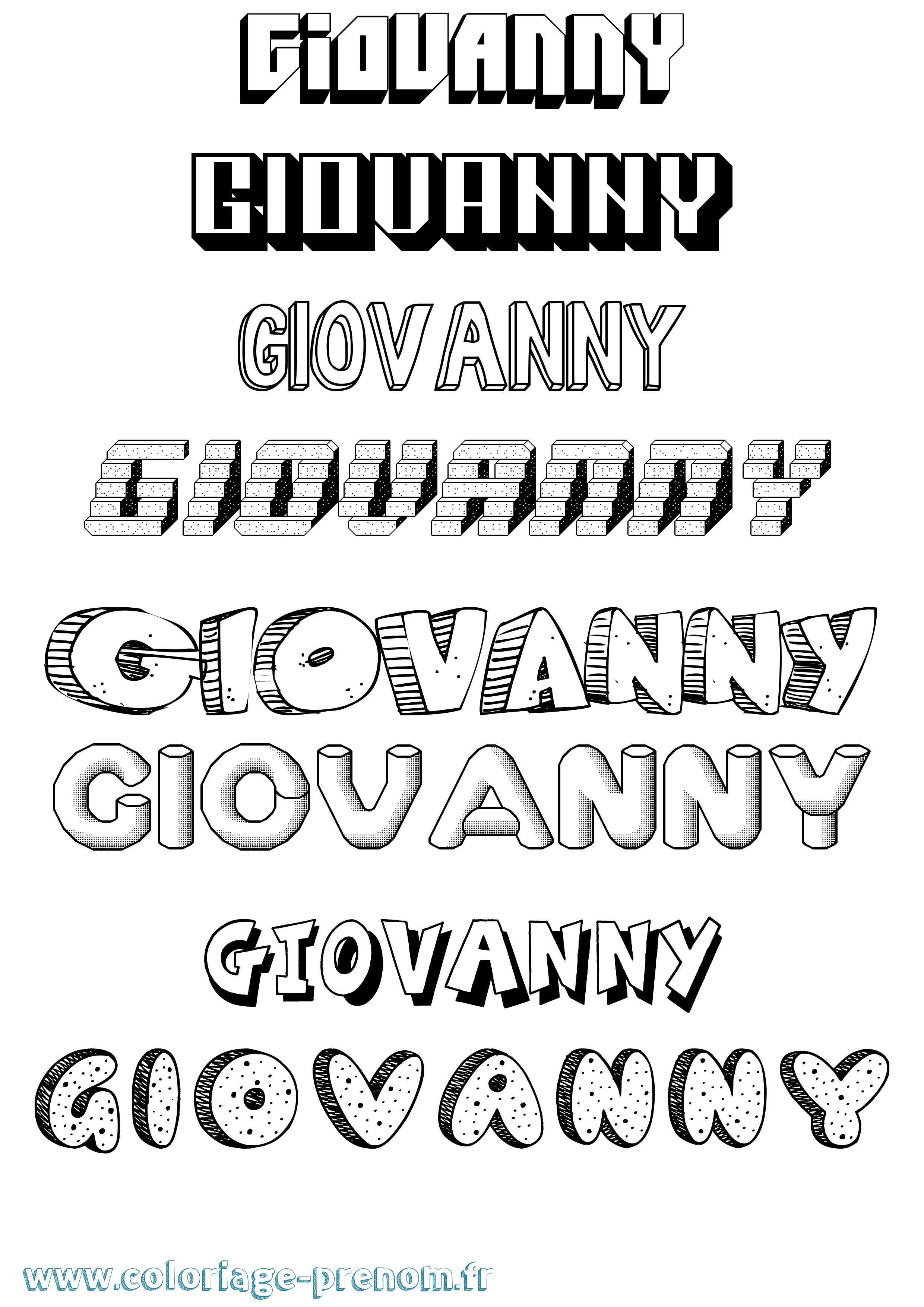 Coloriage Giovanny Effet 3D Coloriage prénom Giovanny Effet 3D