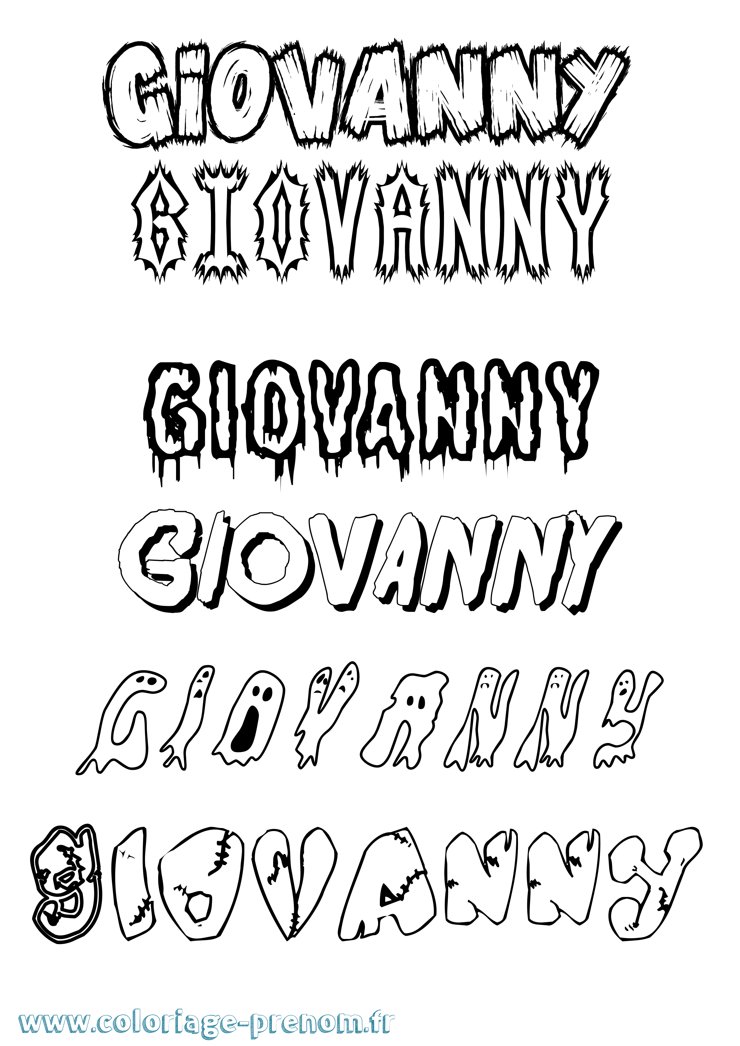 Coloriage Giovanny Frisson Coloriage prénom Giovanny Frisson