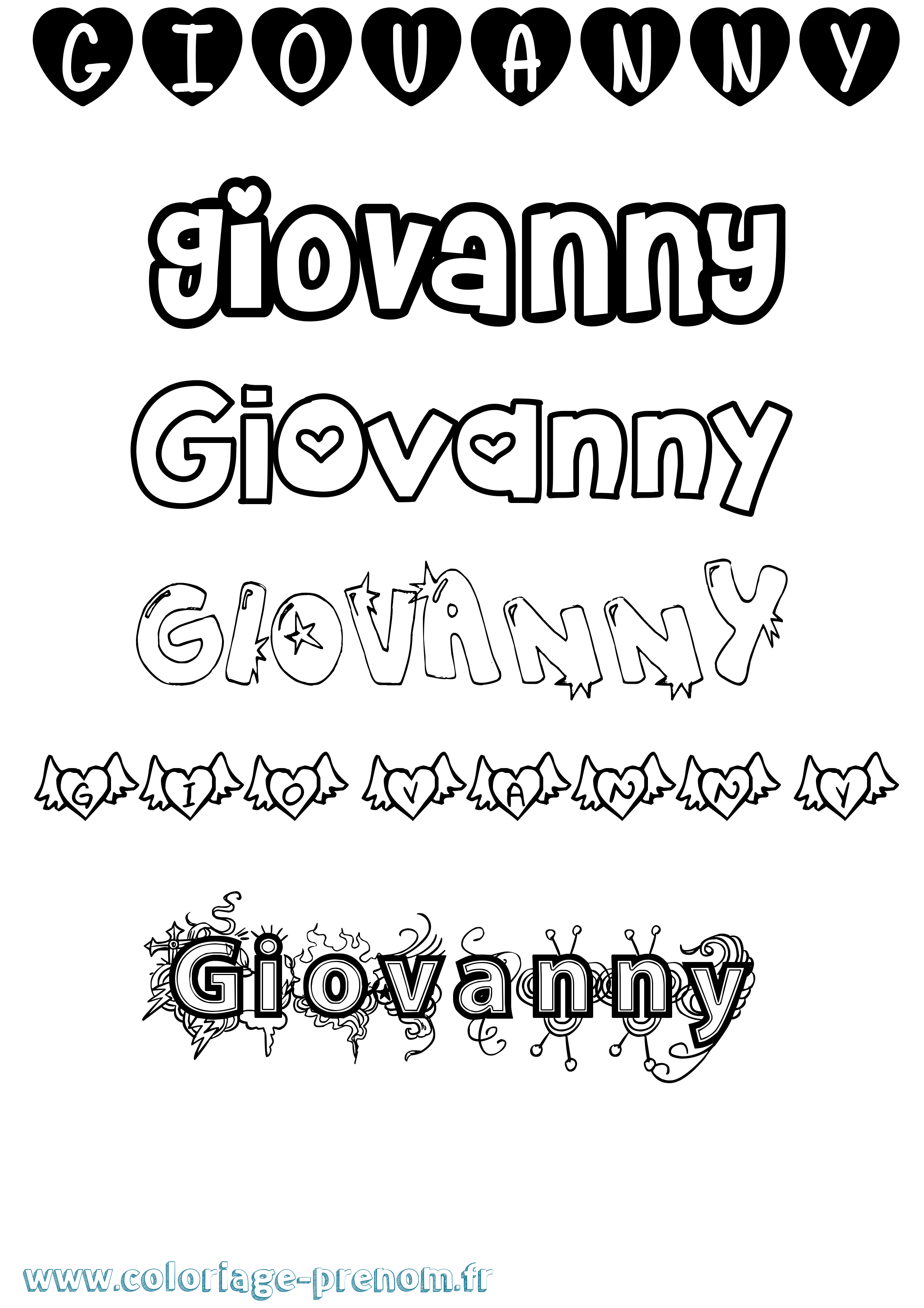 Coloriage Giovanny Girly Coloriage prénom Giovanny Girly