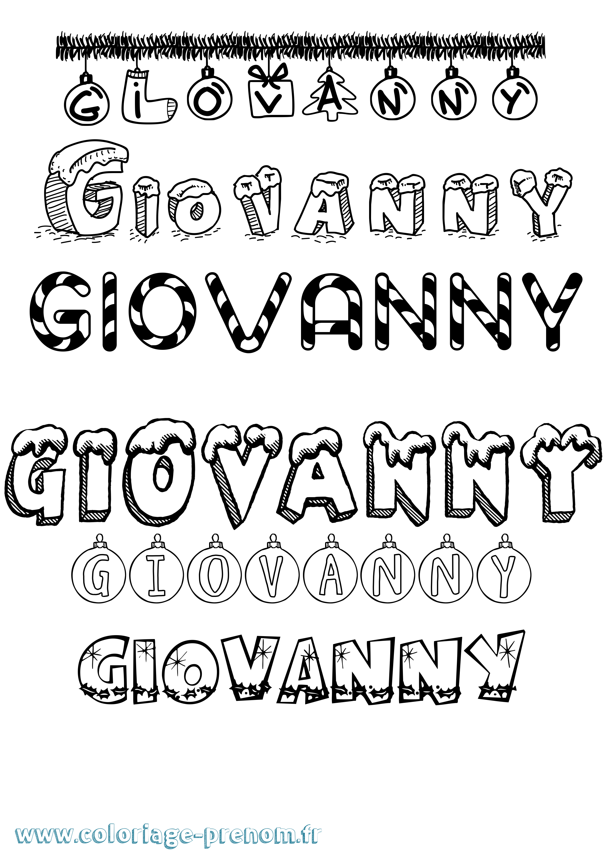 Coloriage Giovanny Noël Coloriage prénom Giovanny Noël