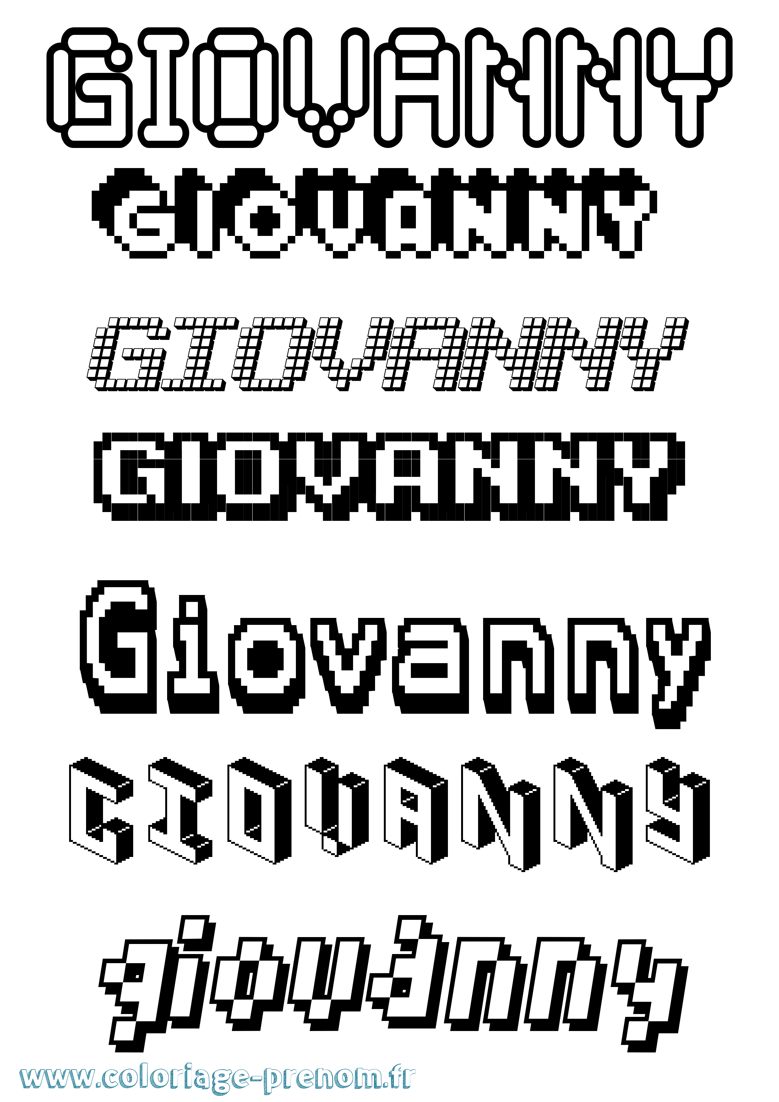 Coloriage Giovanny Pixel Coloriage prénom Giovanny Pixel
