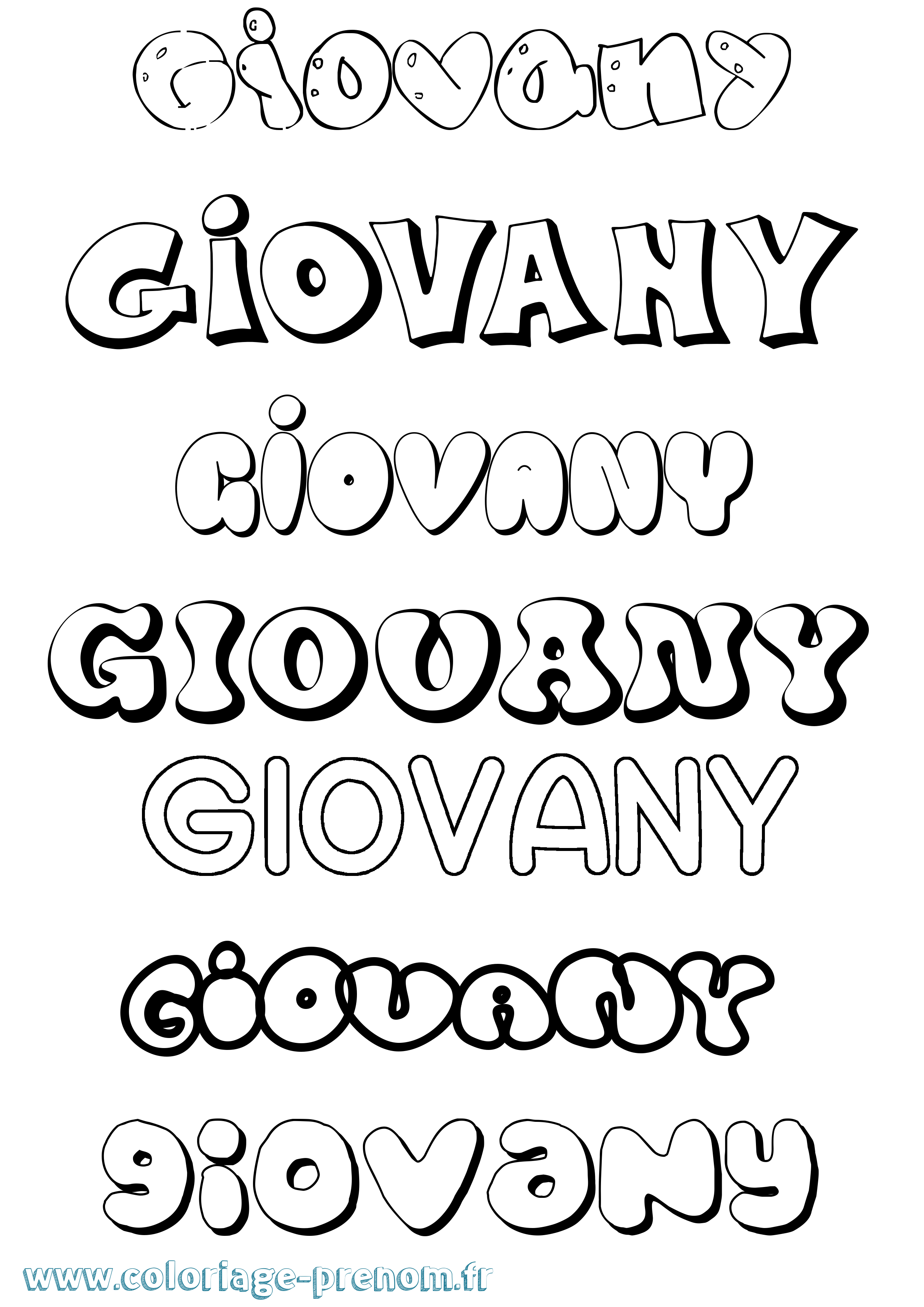 Coloriage Giovany Bubble Coloriage prénom Giovany Bubble