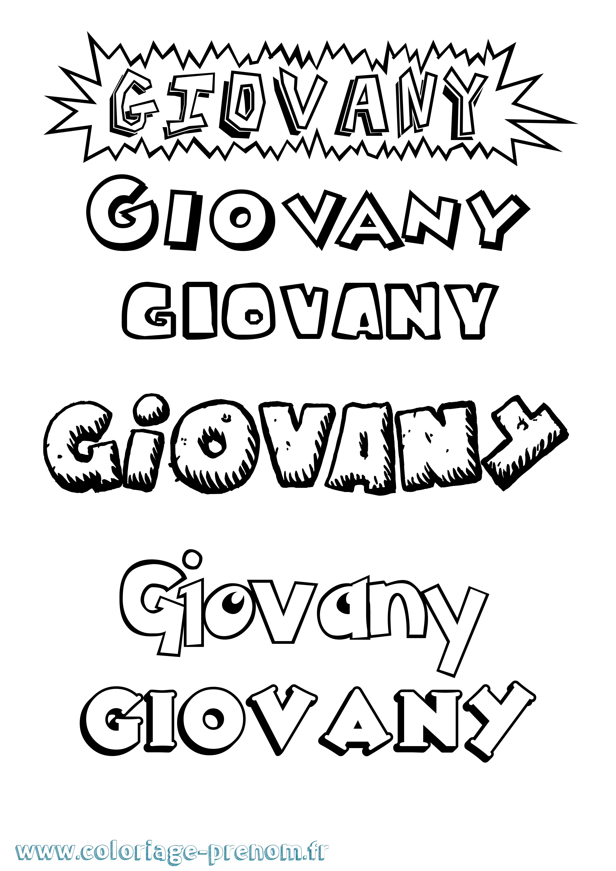 Coloriage Giovany Dessin Animé Coloriage prénom Giovany Dessin Animé