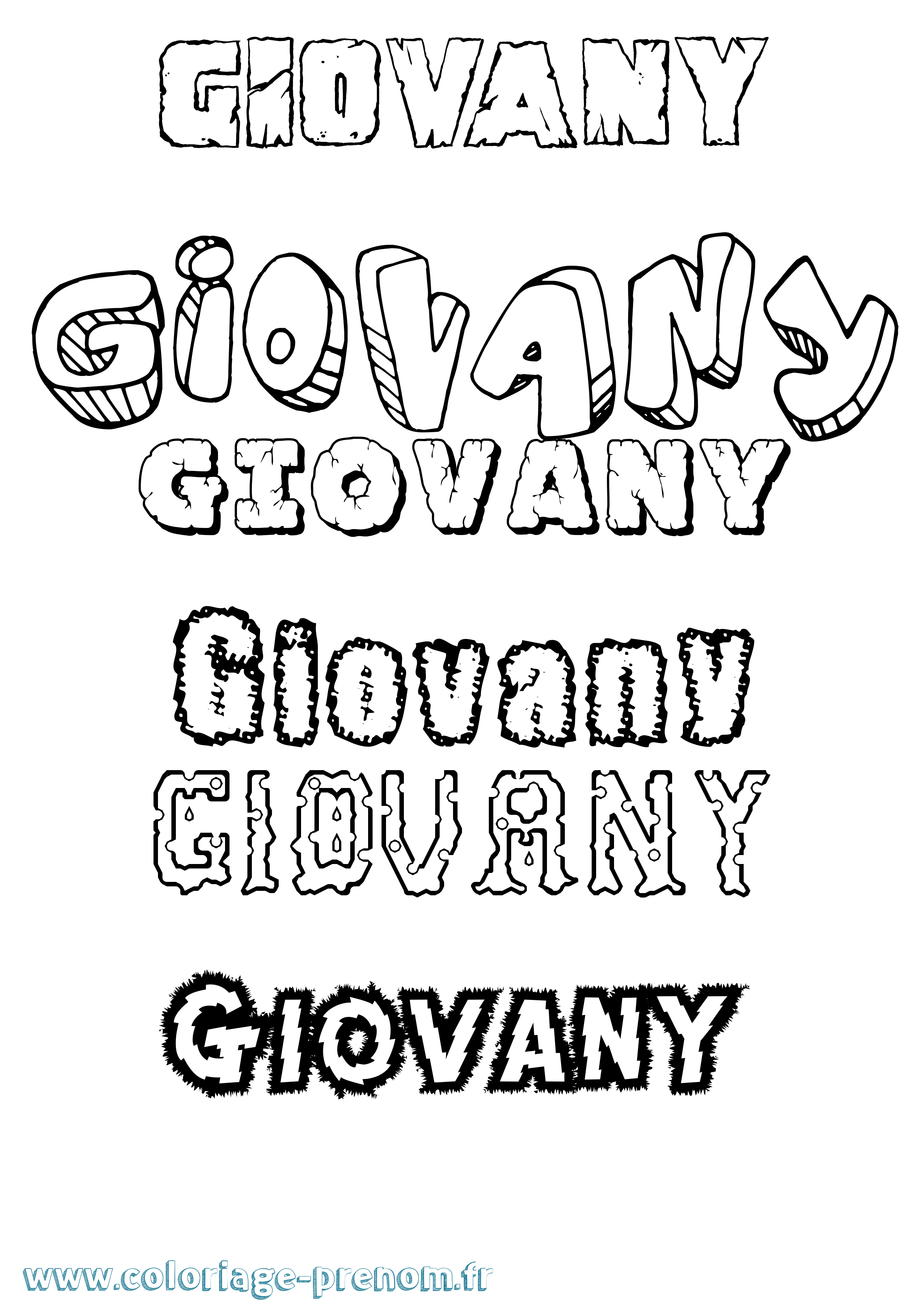 Coloriage Giovany Destructuré Coloriage prénom Giovany Destructuré