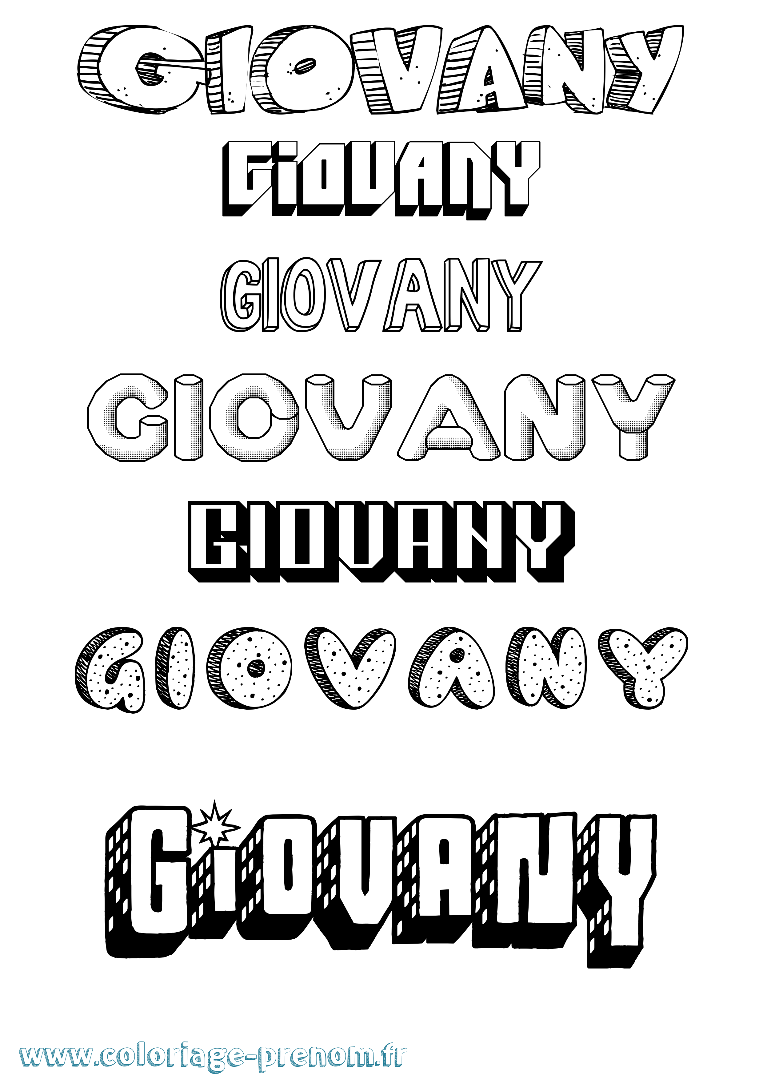 Coloriage Giovany Effet 3D Coloriage prénom Giovany Effet 3D
