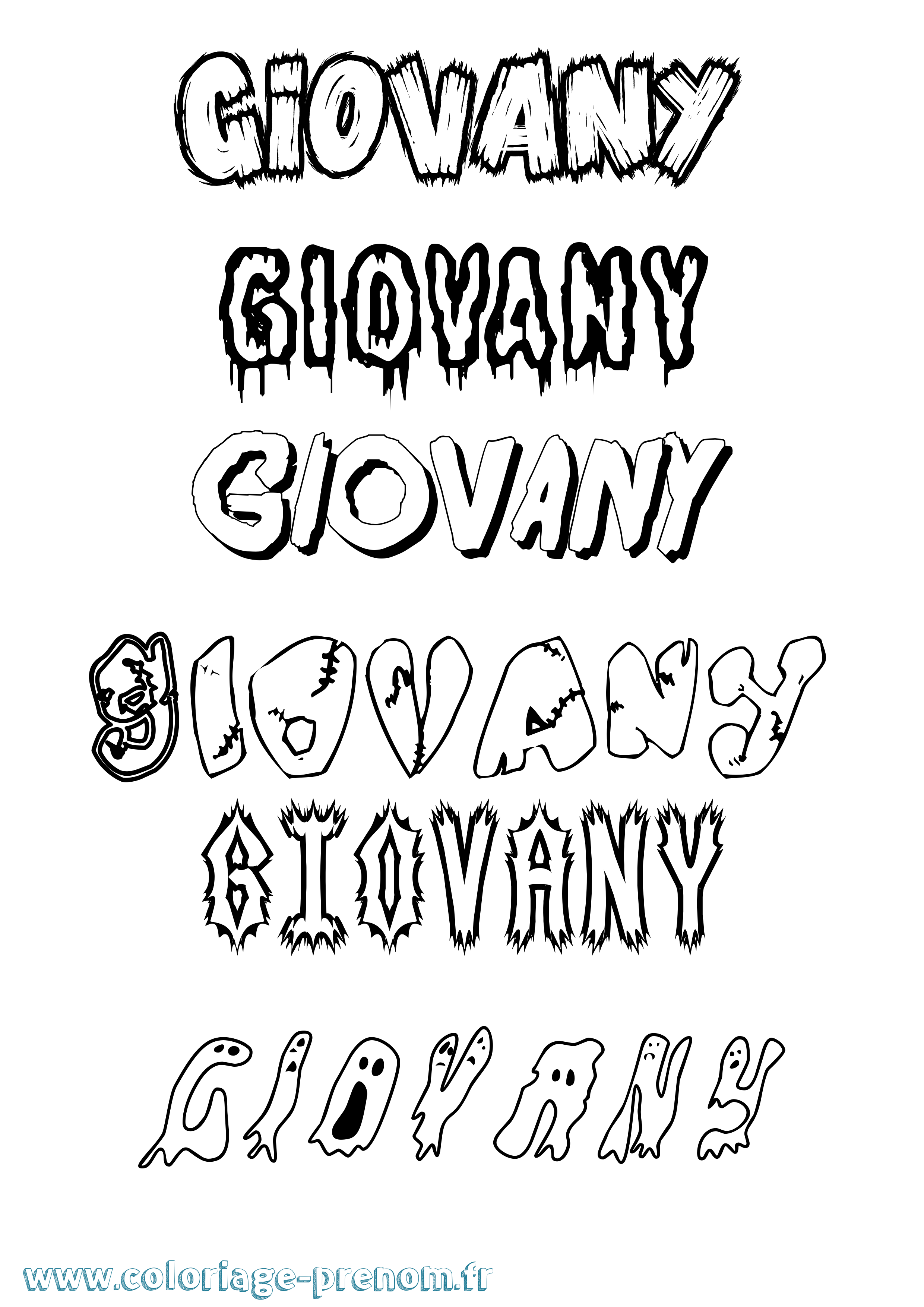Coloriage Giovany Frisson Coloriage prénom Giovany Frisson