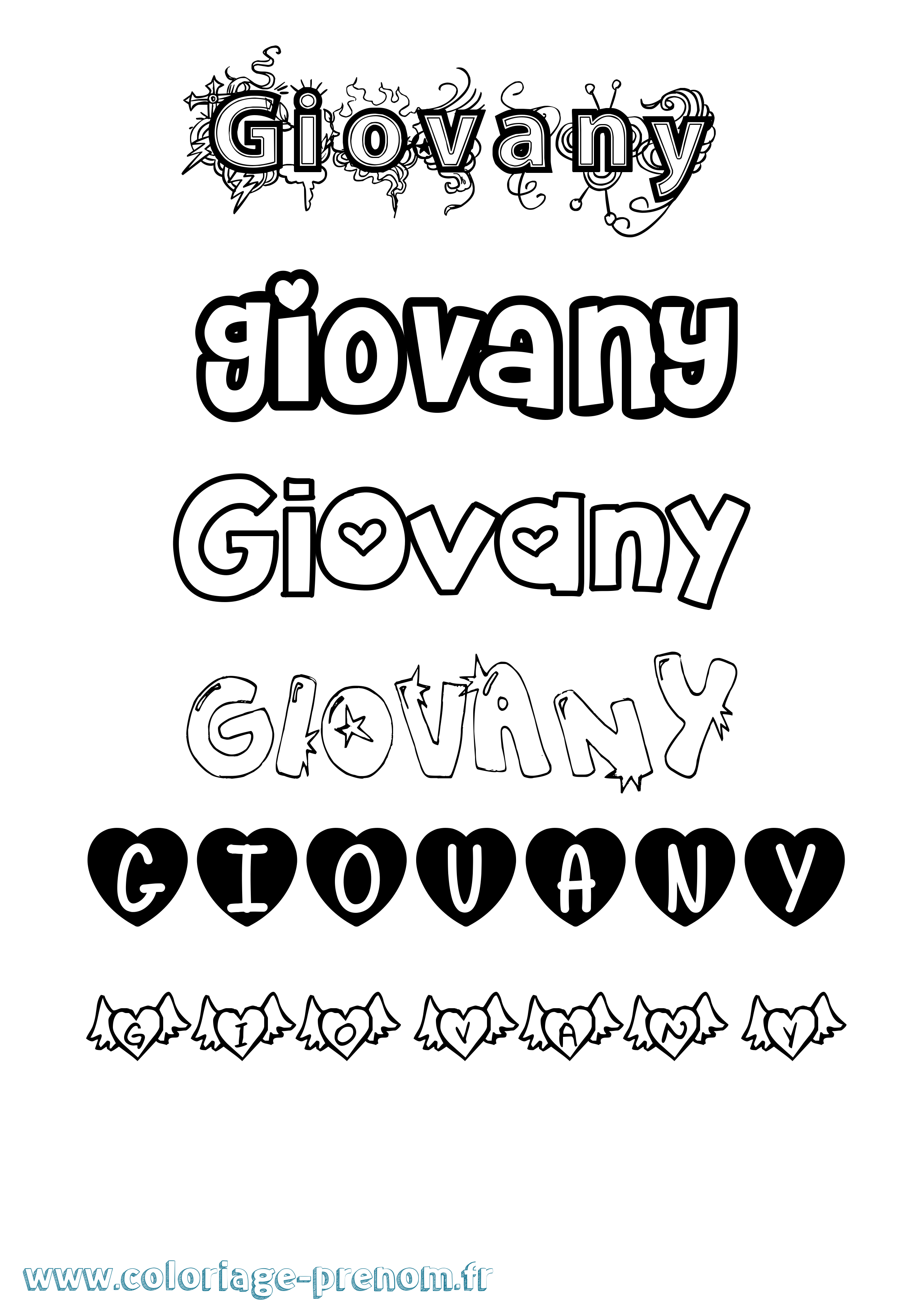 Coloriage Giovany Girly Coloriage prénom Giovany Girly
