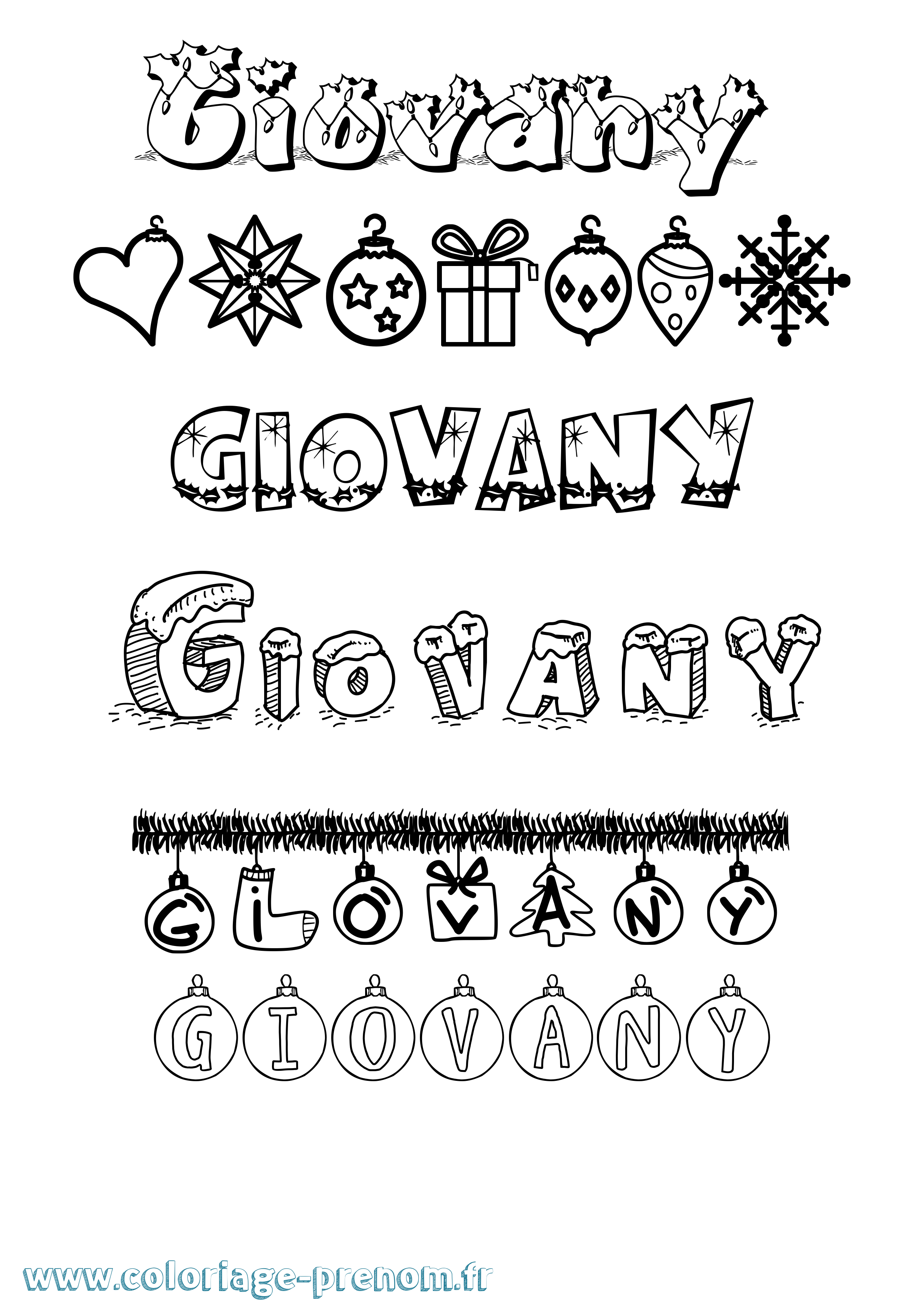 Coloriage Giovany Noël Coloriage prénom Giovany Noël