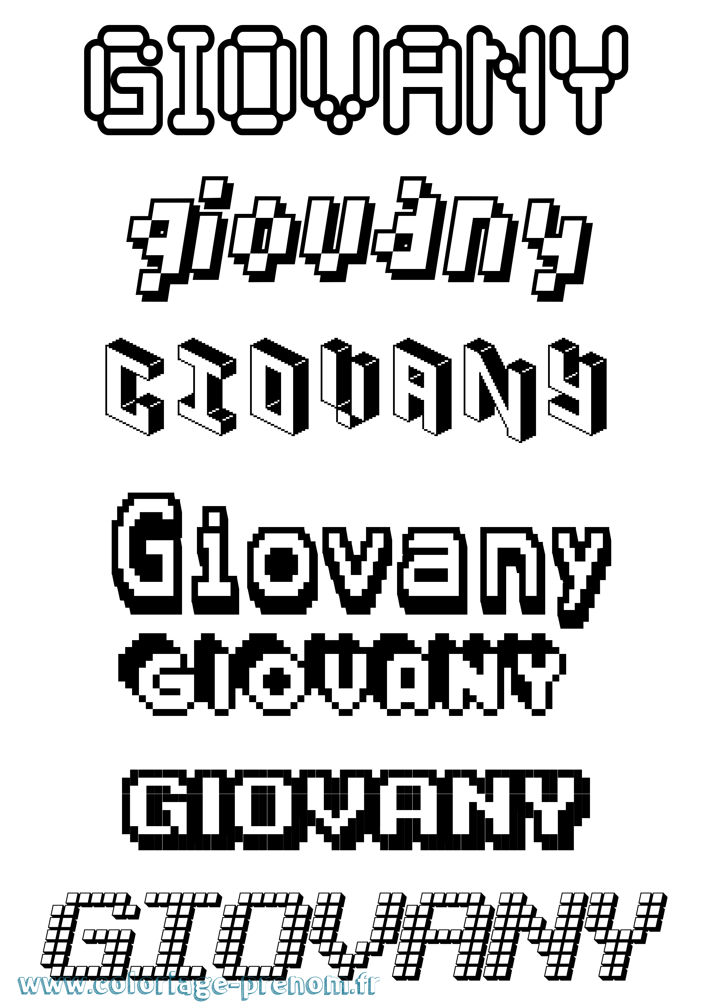 Coloriage Giovany Pixel Coloriage prénom Giovany Pixel