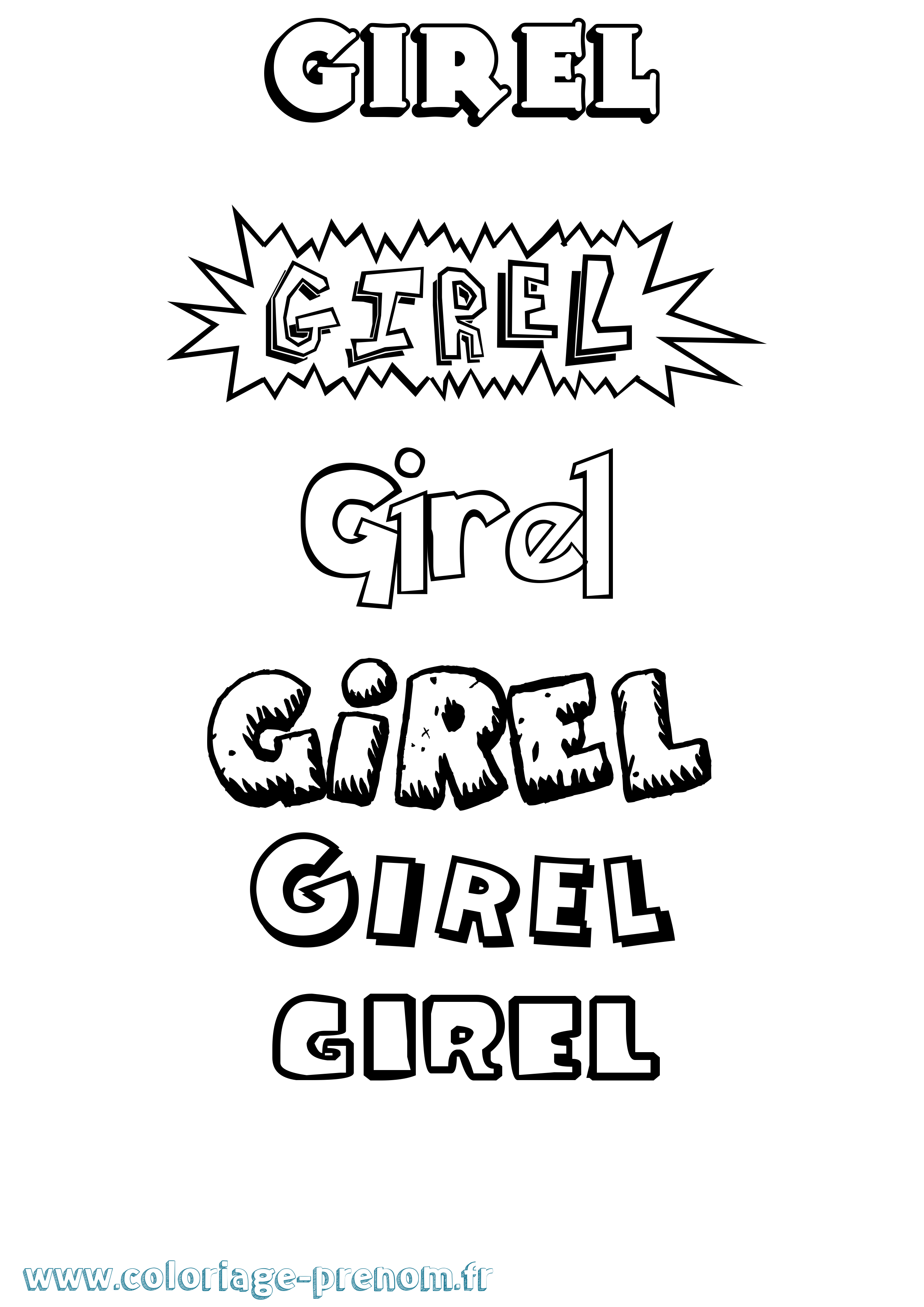 Coloriage Girel Dessin Animé Coloriage prénom Girel Dessin Animé