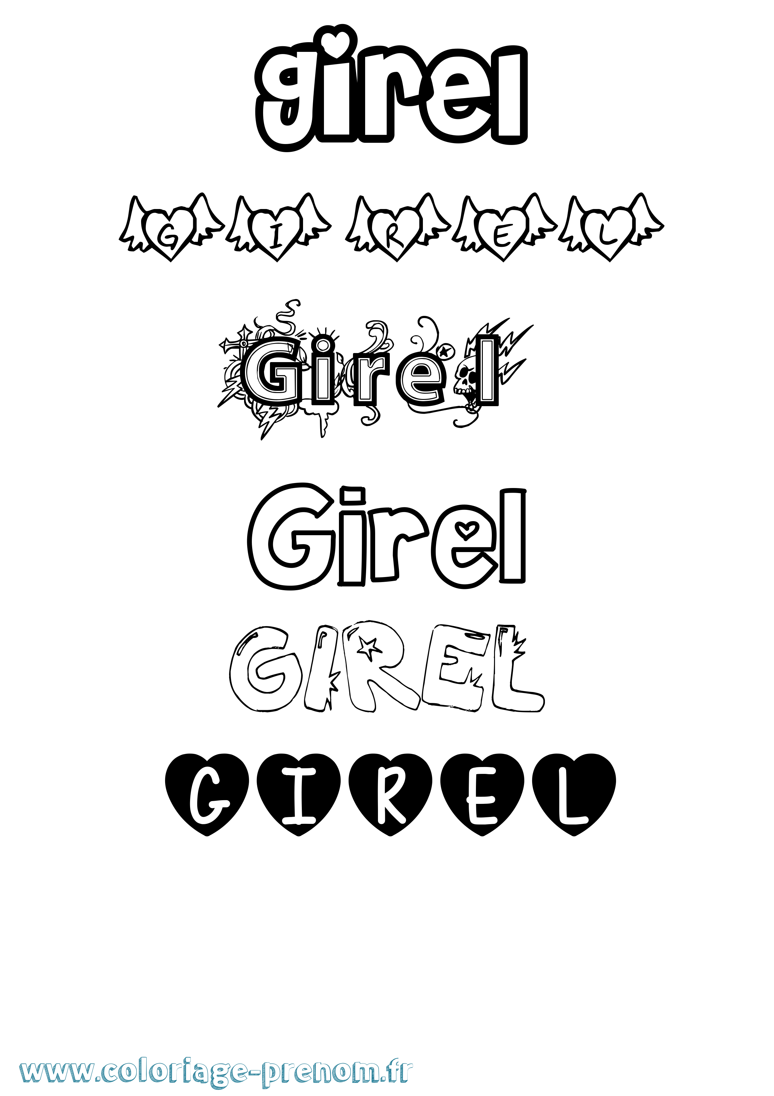 Coloriage Girel Girly Coloriage prénom Girel Girly