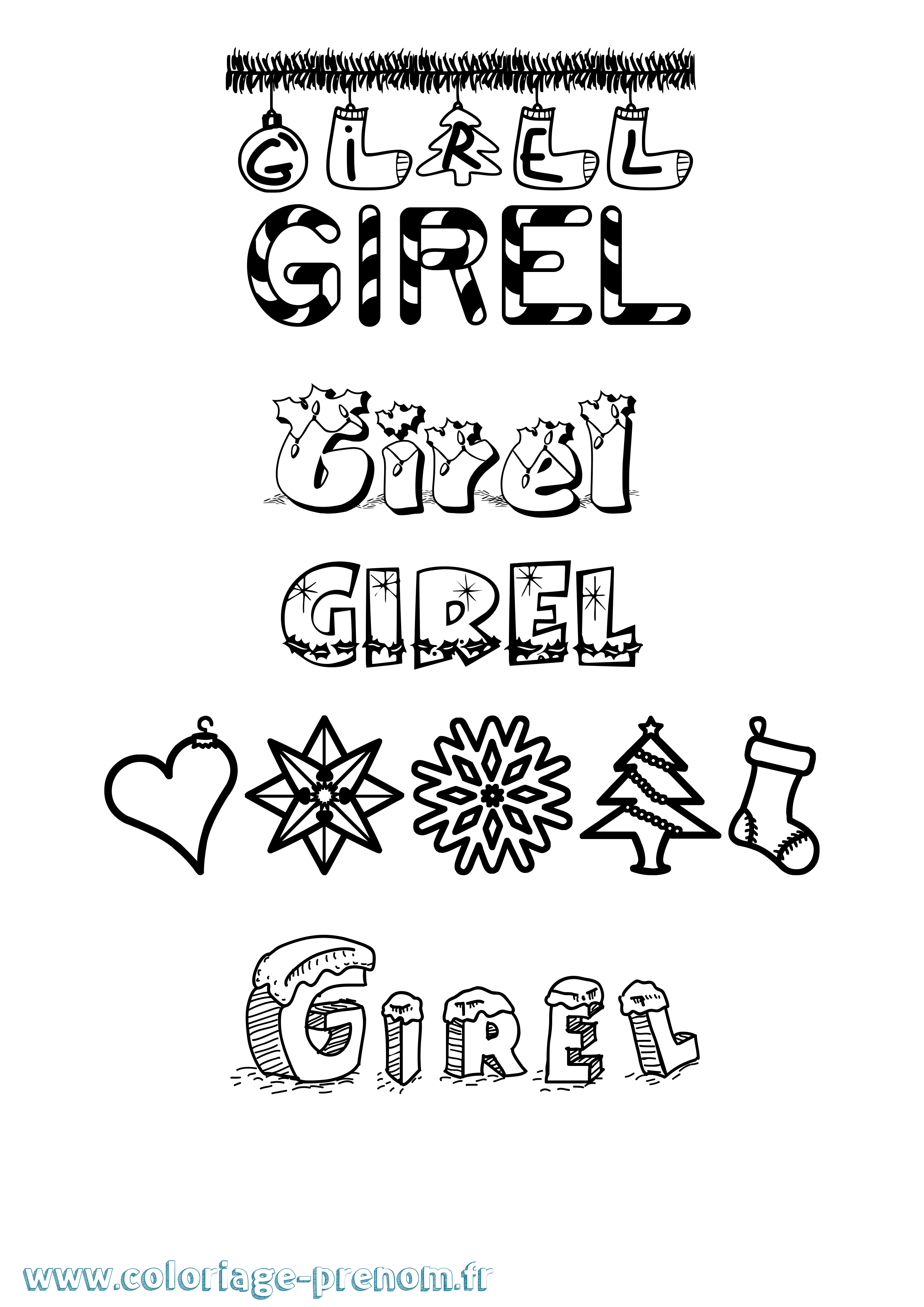 Coloriage Girel Noël Coloriage prénom Girel Noël