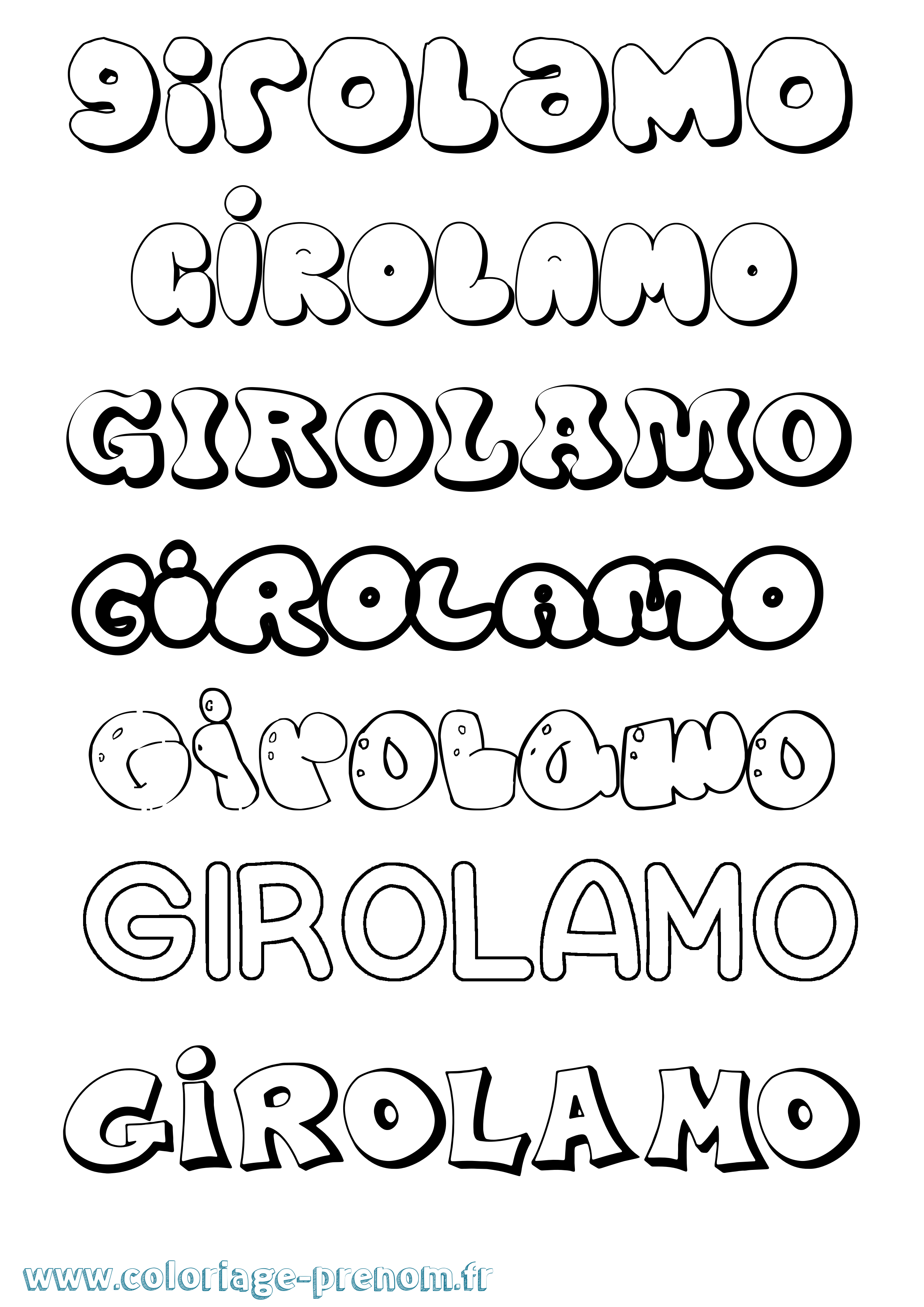 Coloriage Girolamo Bubble Coloriage prénom Girolamo Bubble