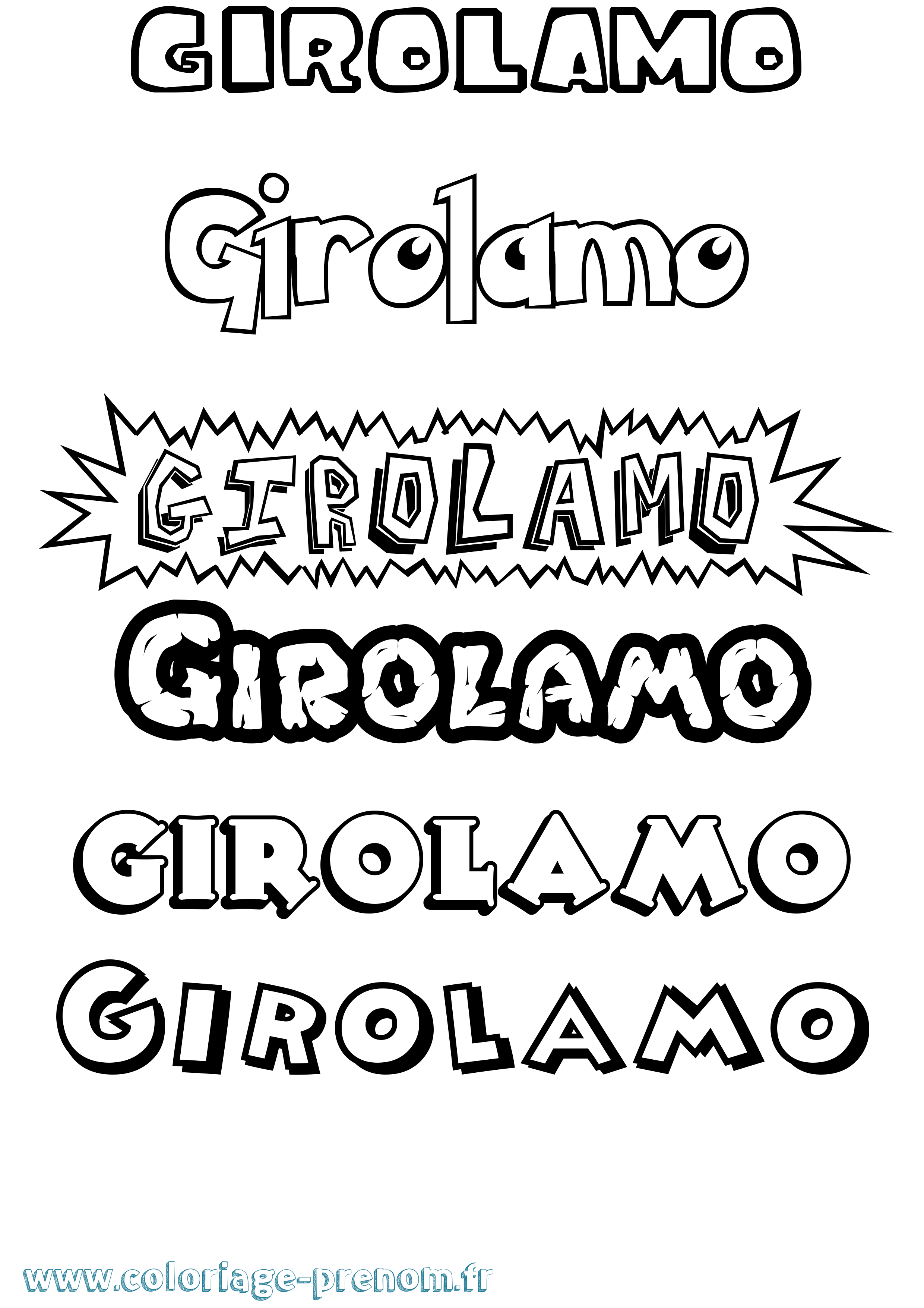 Coloriage Girolamo Dessin Animé Coloriage prénom Girolamo Dessin Animé