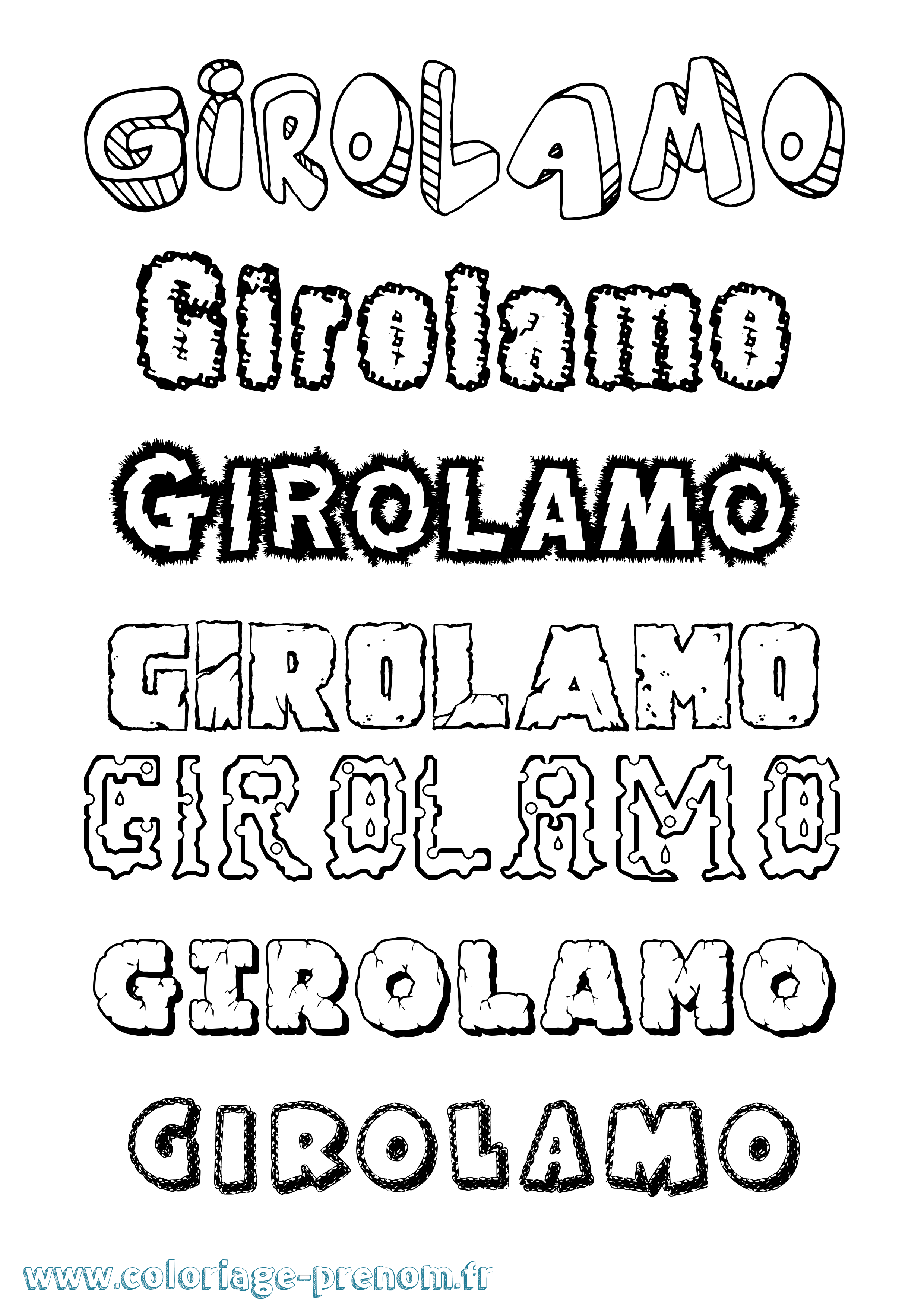 Coloriage Girolamo Destructuré Coloriage prénom Girolamo Destructuré