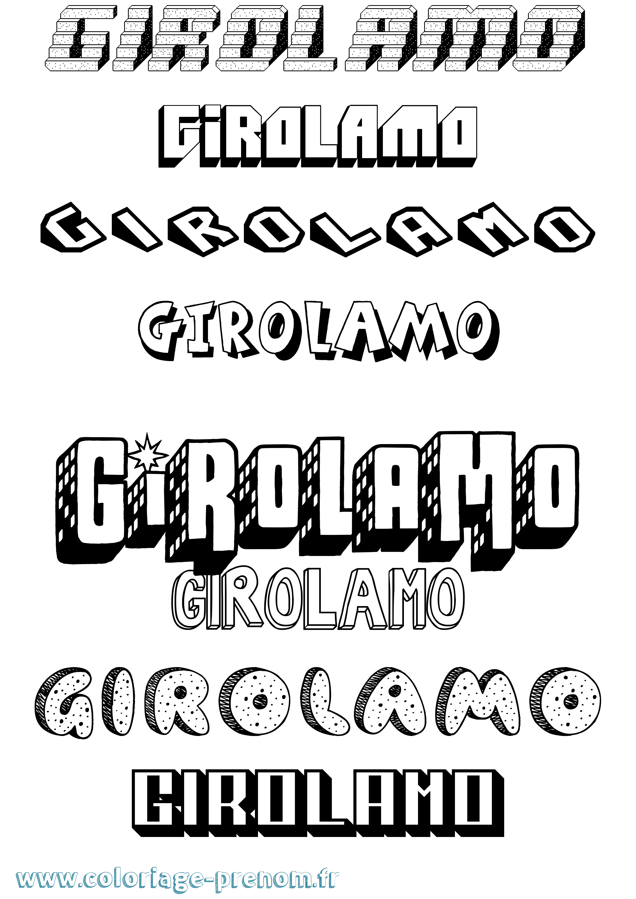 Coloriage Girolamo Effet 3D Coloriage prénom Girolamo Effet 3D