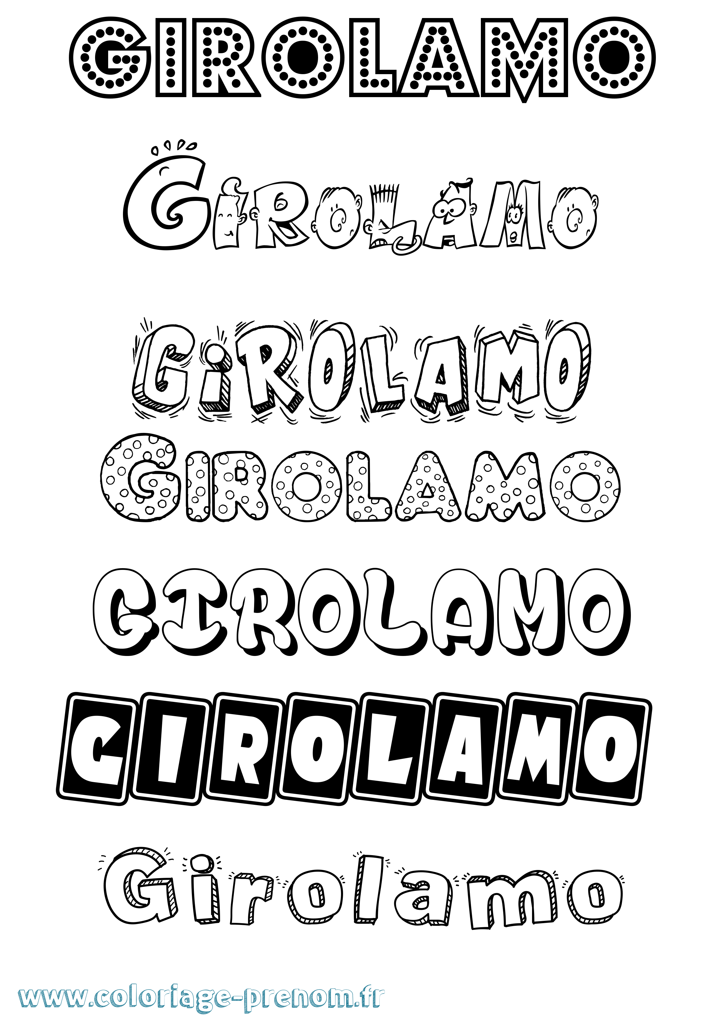 Coloriage Girolamo Fun Coloriage prénom Girolamo Fun