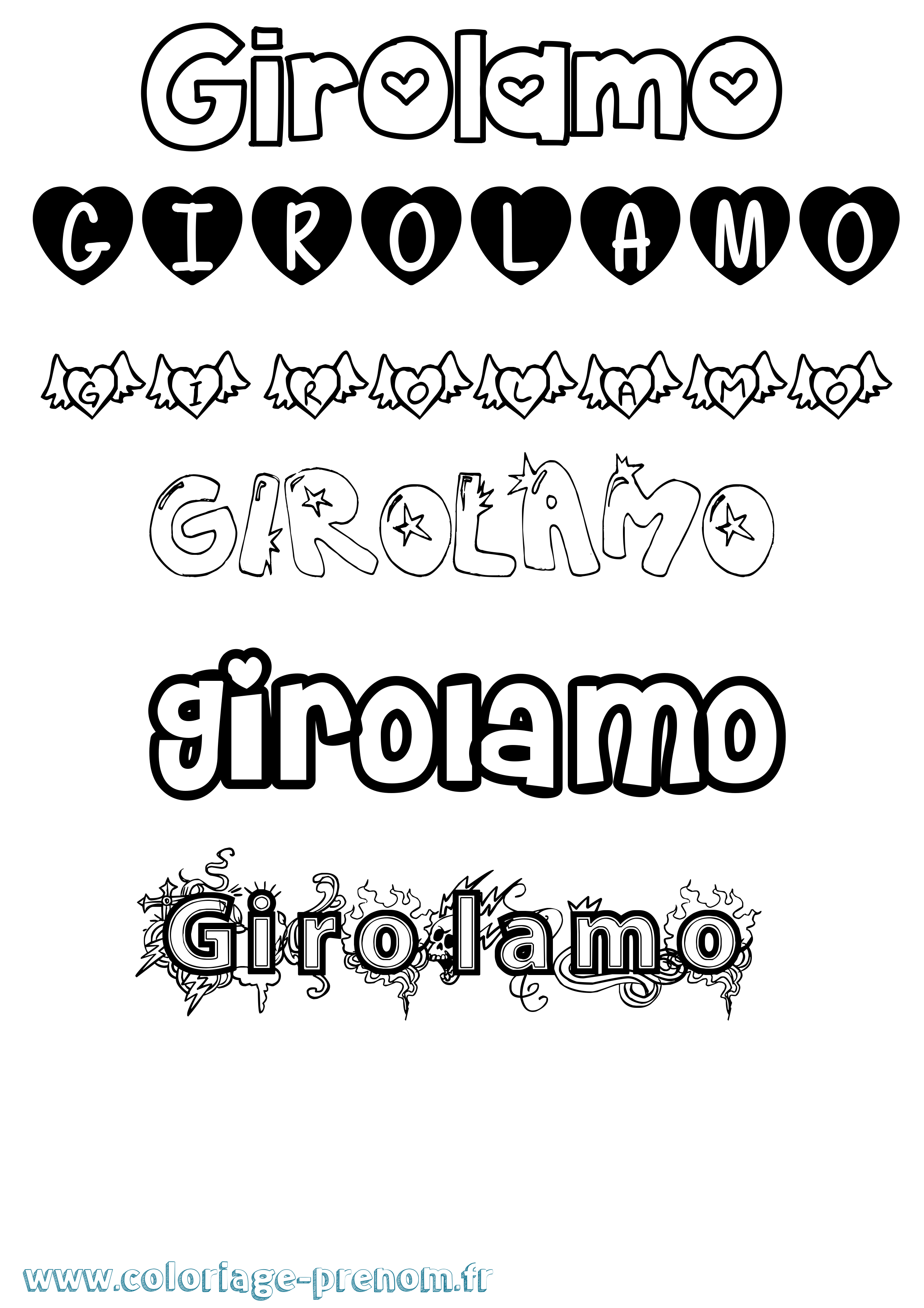 Coloriage Girolamo Girly Coloriage prénom Girolamo Girly