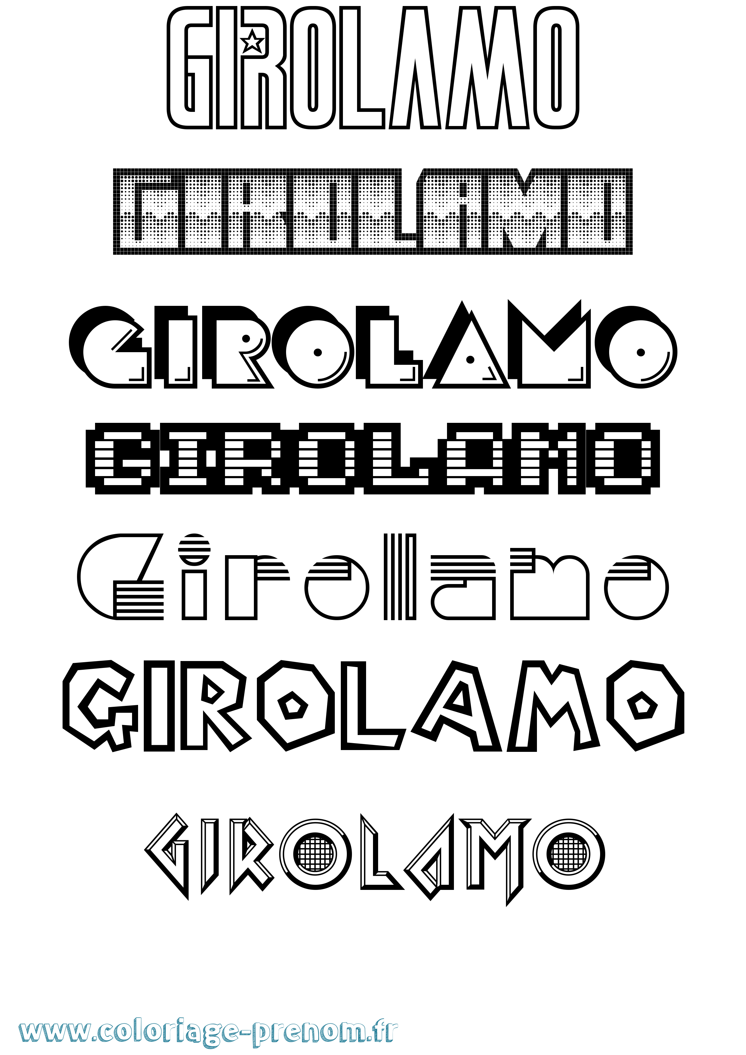 Coloriage Girolamo Jeux Vidéos Coloriage prénom Girolamo Jeux Vidéos