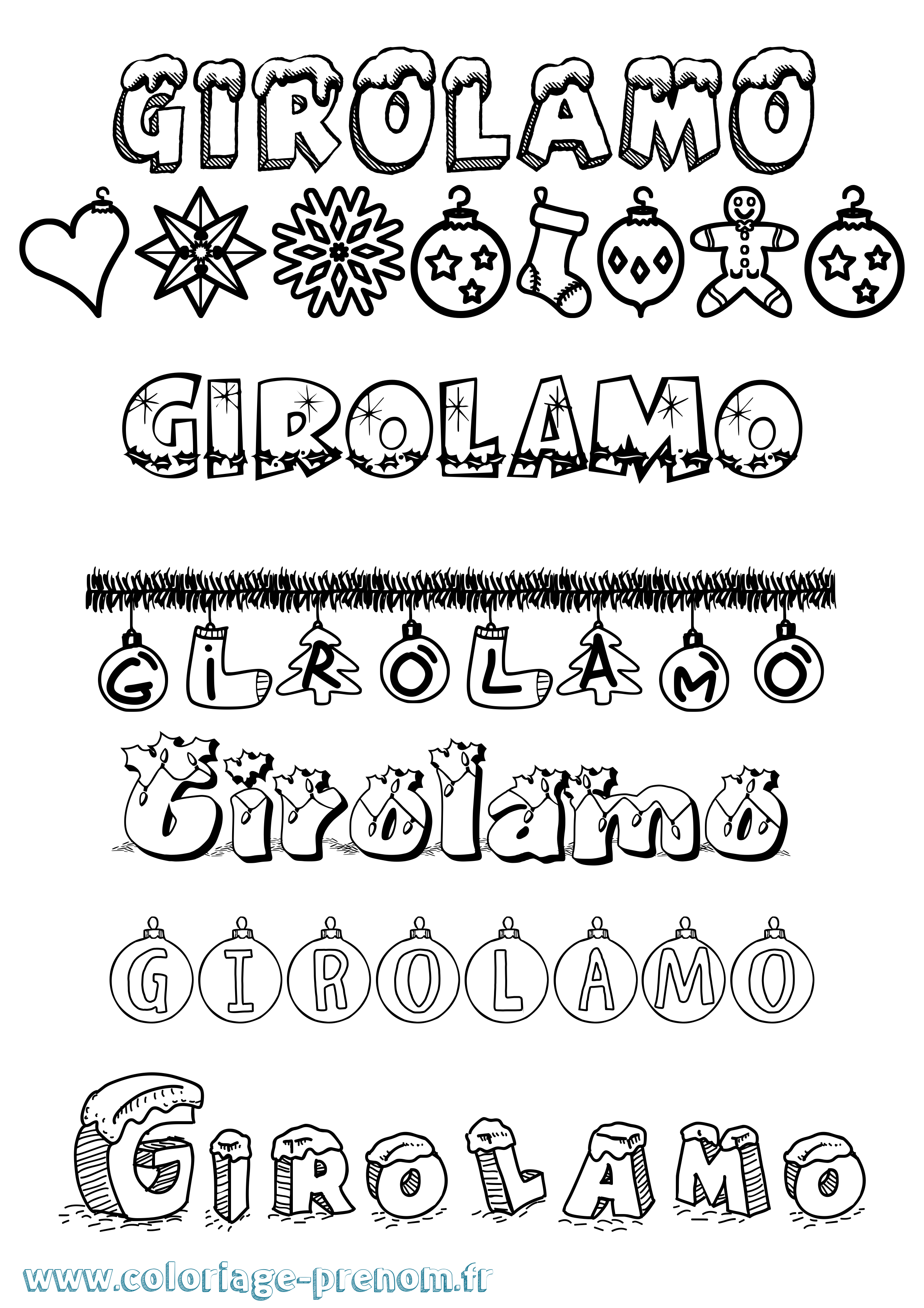 Coloriage Girolamo Noël Coloriage prénom Girolamo Noël