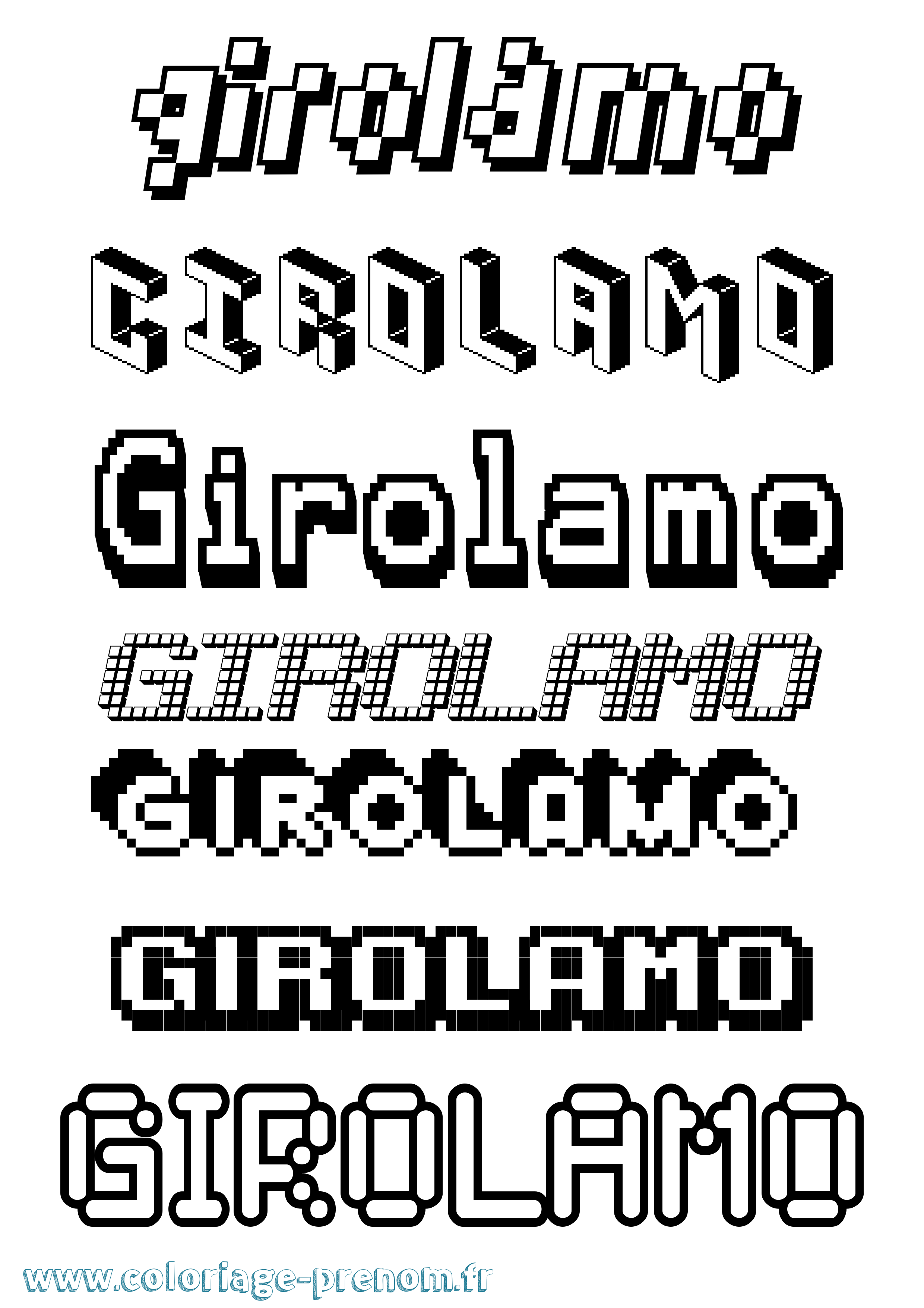Coloriage Girolamo Pixel Coloriage prénom Girolamo Pixel