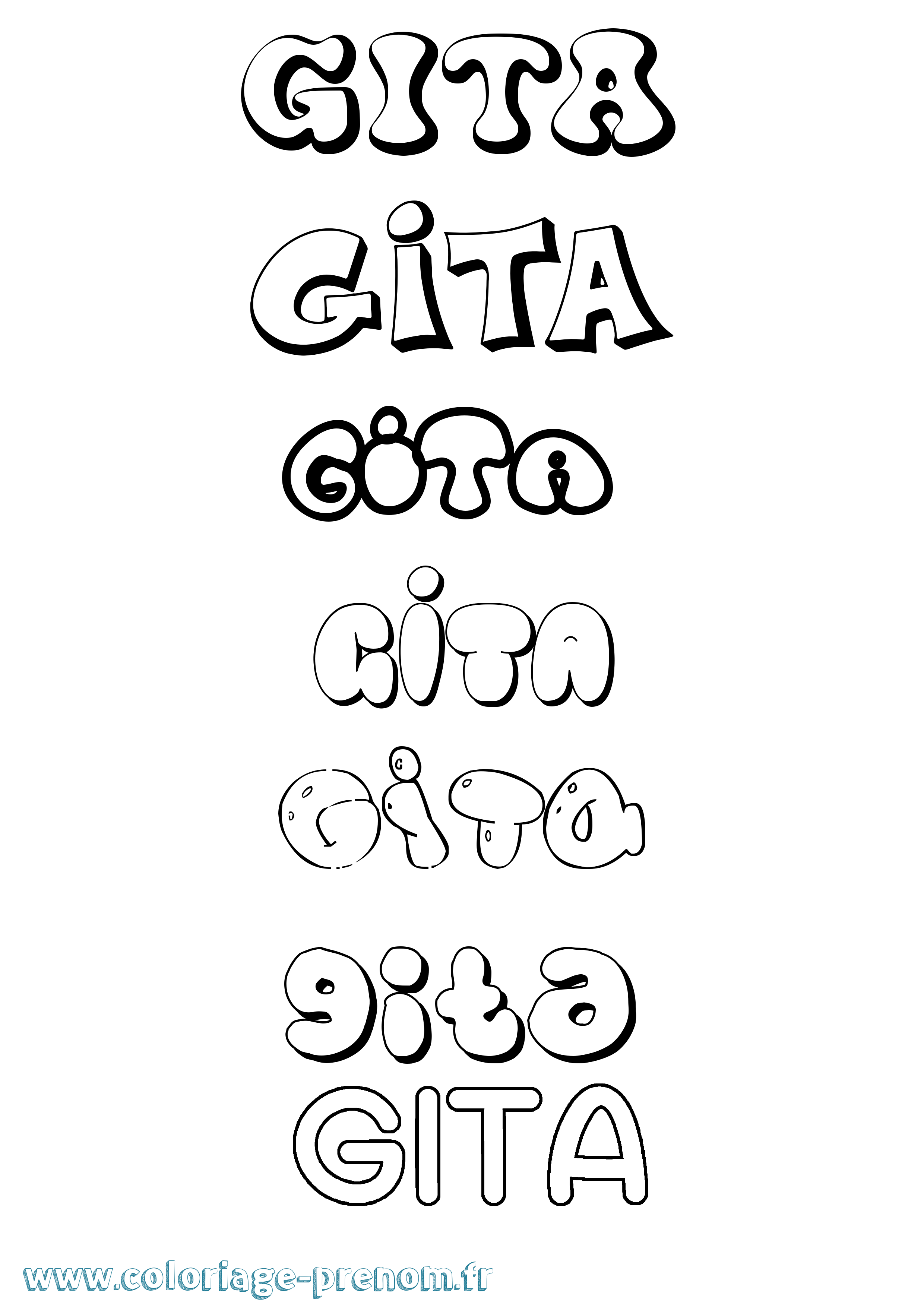Coloriage Gita Bubble Coloriage prénom Gita Bubble