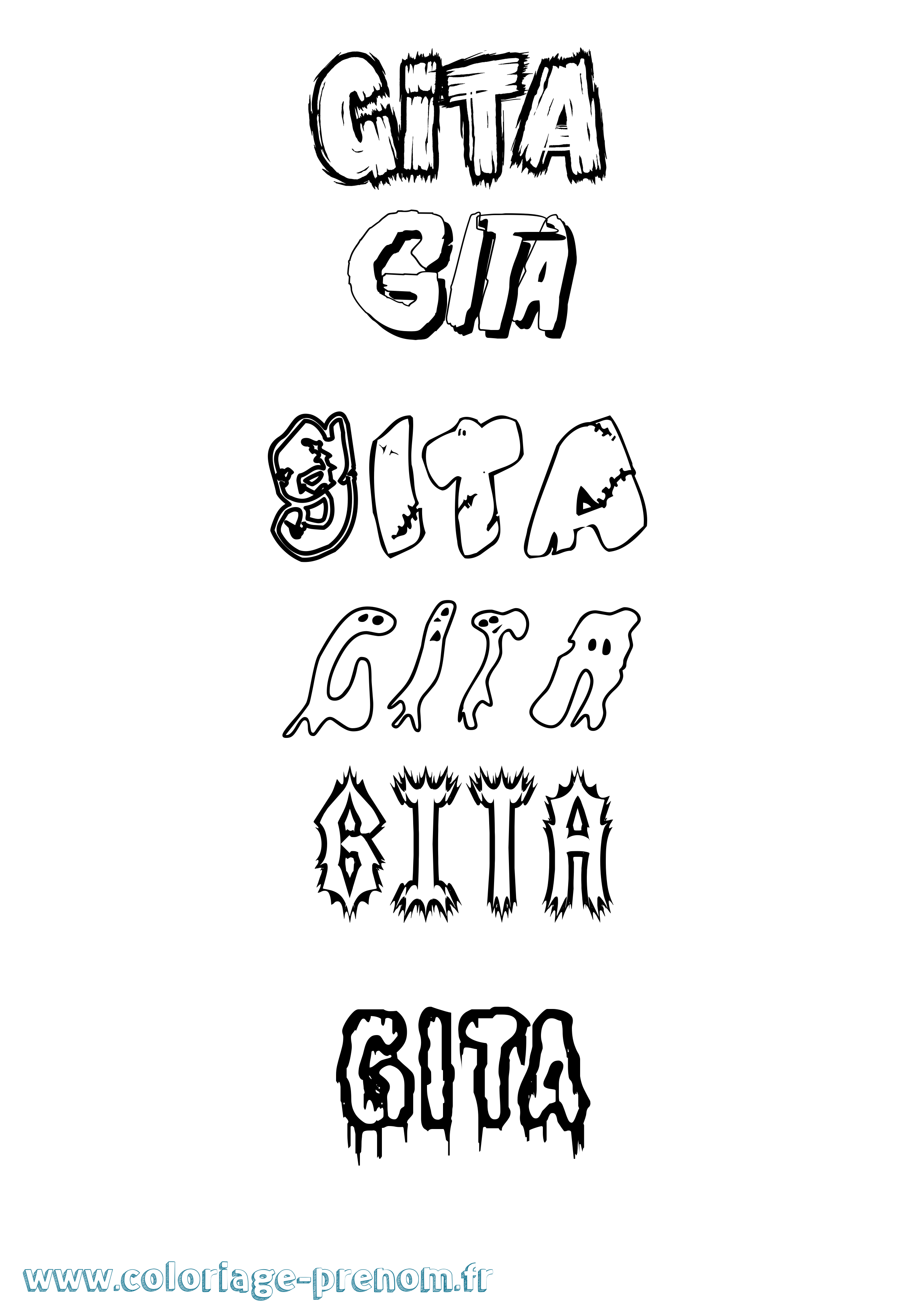 Coloriage Gita Frisson Coloriage prénom Gita Frisson