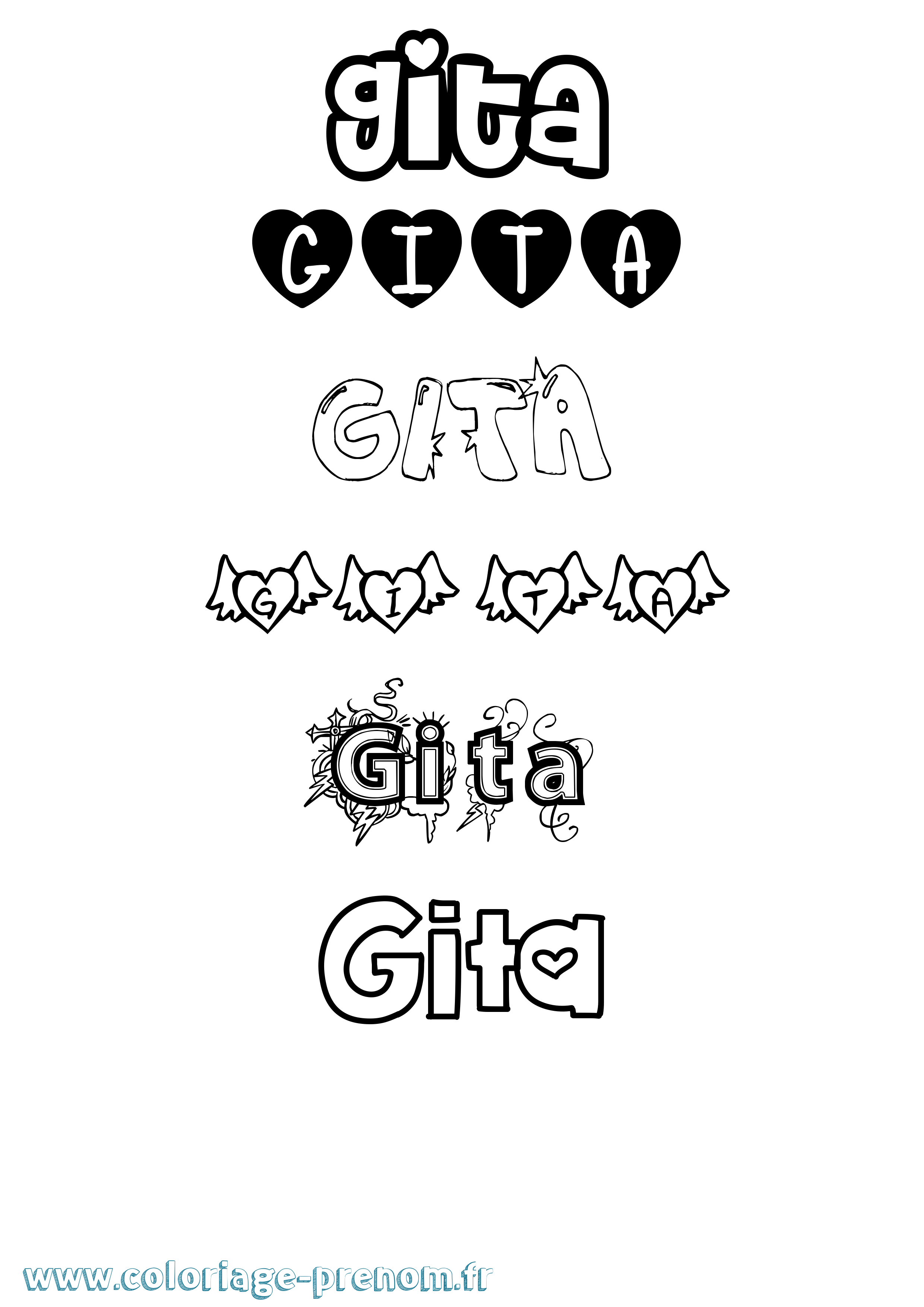 Coloriage Gita Girly Coloriage prénom Gita Girly