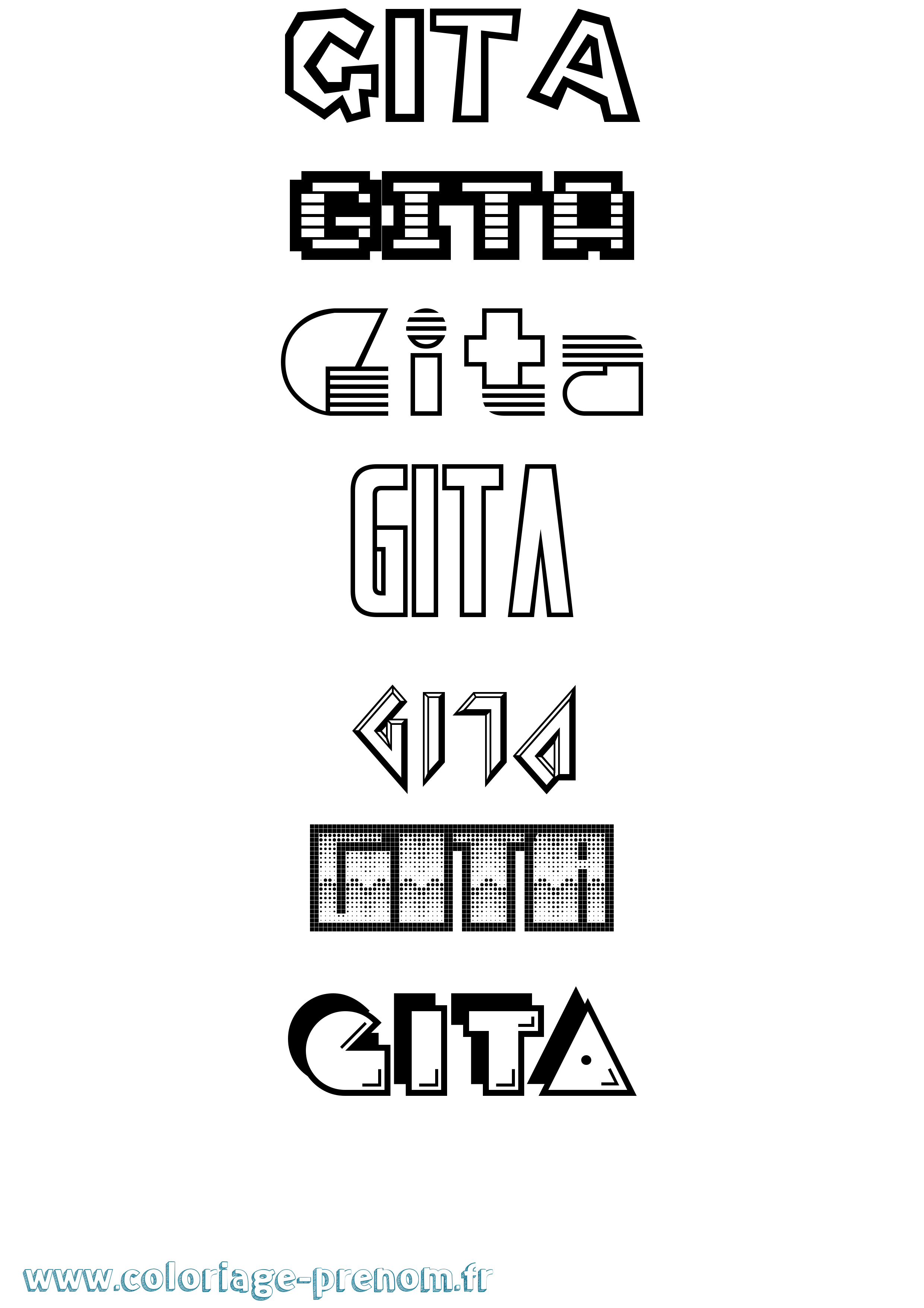 Coloriage Gita Jeux Vidéos Coloriage prénom Gita Jeux Vidéos