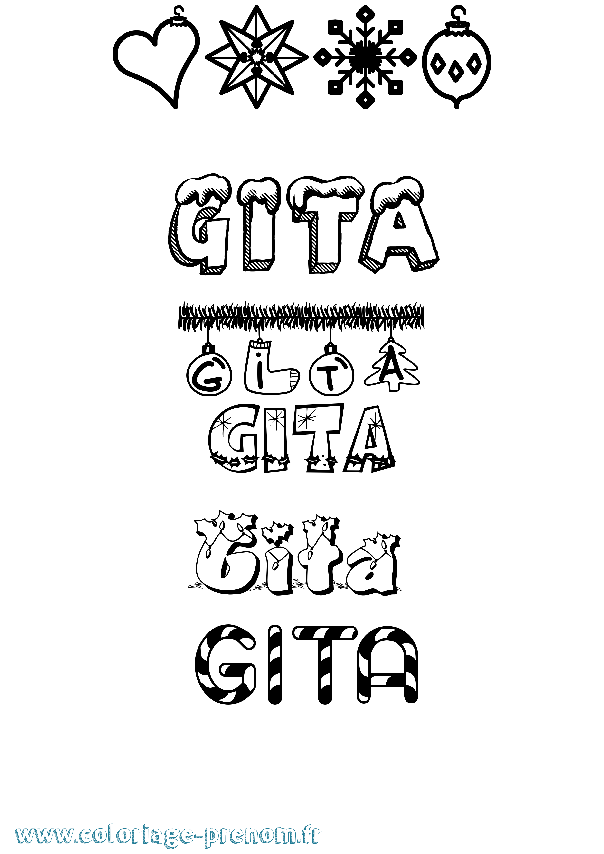 Coloriage Gita Noël Coloriage prénom Gita Noël