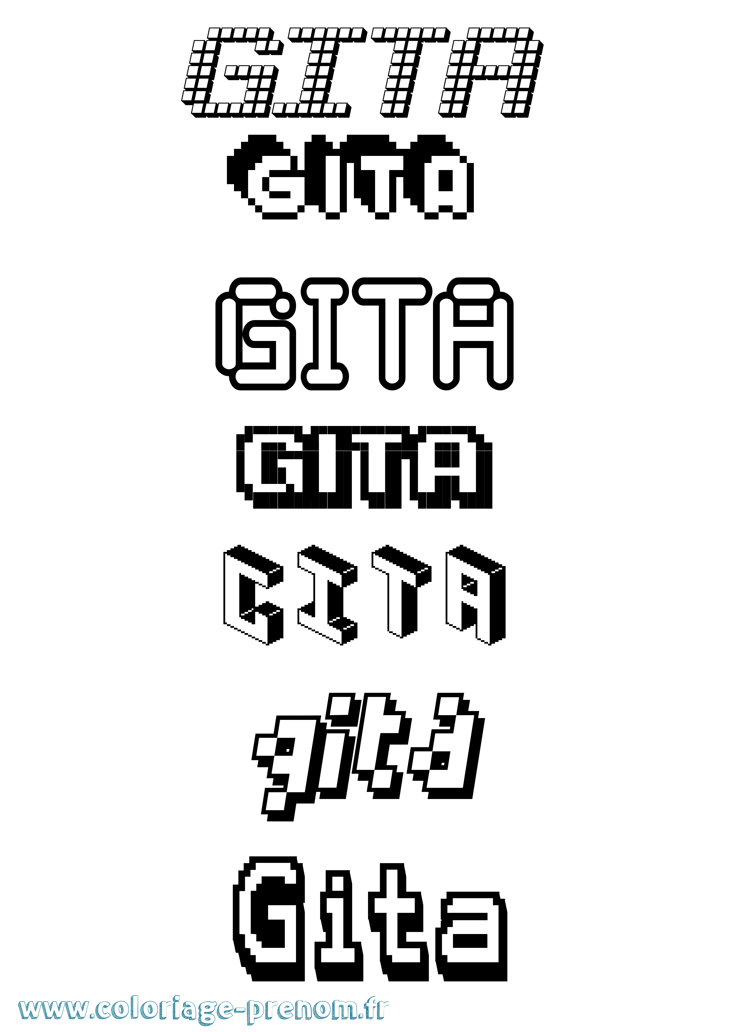 Coloriage Gita Pixel Coloriage prénom Gita Pixel