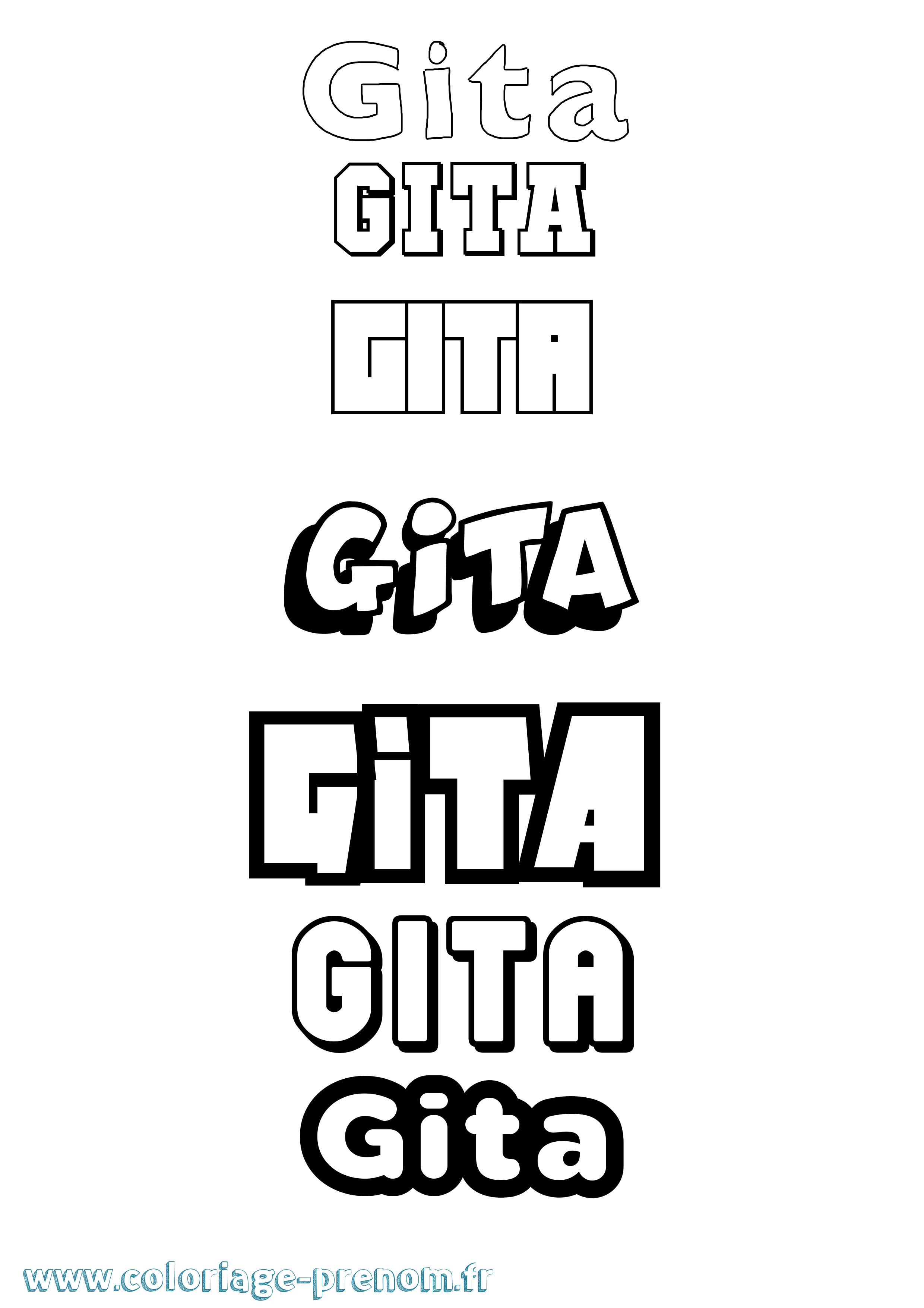 Coloriage Gita Simple Coloriage prénom Gita Simple
