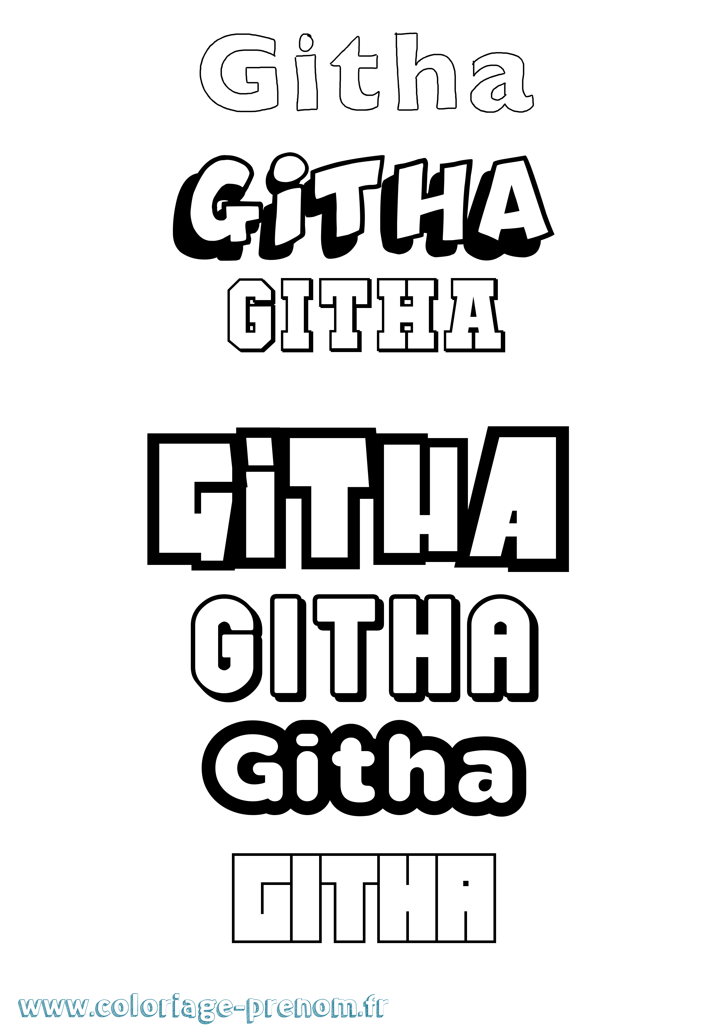 Coloriage Githa Simple Coloriage prénom Githa Simple