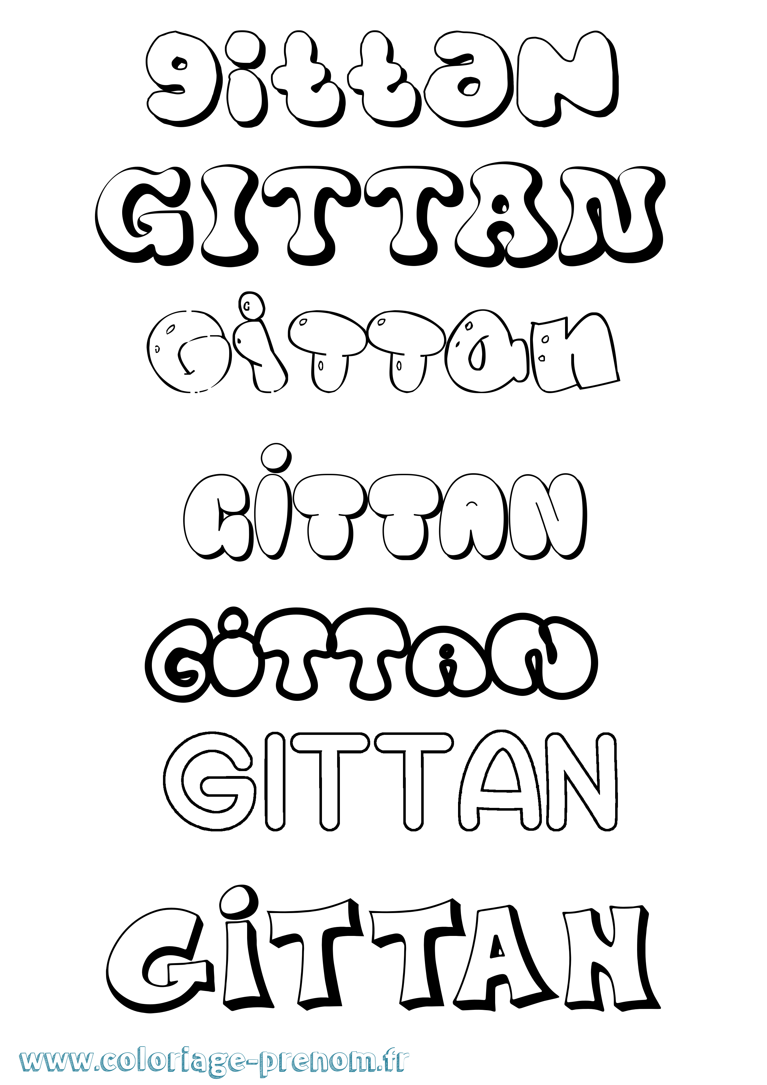 Coloriage Gittan Bubble Coloriage prénom Gittan Bubble