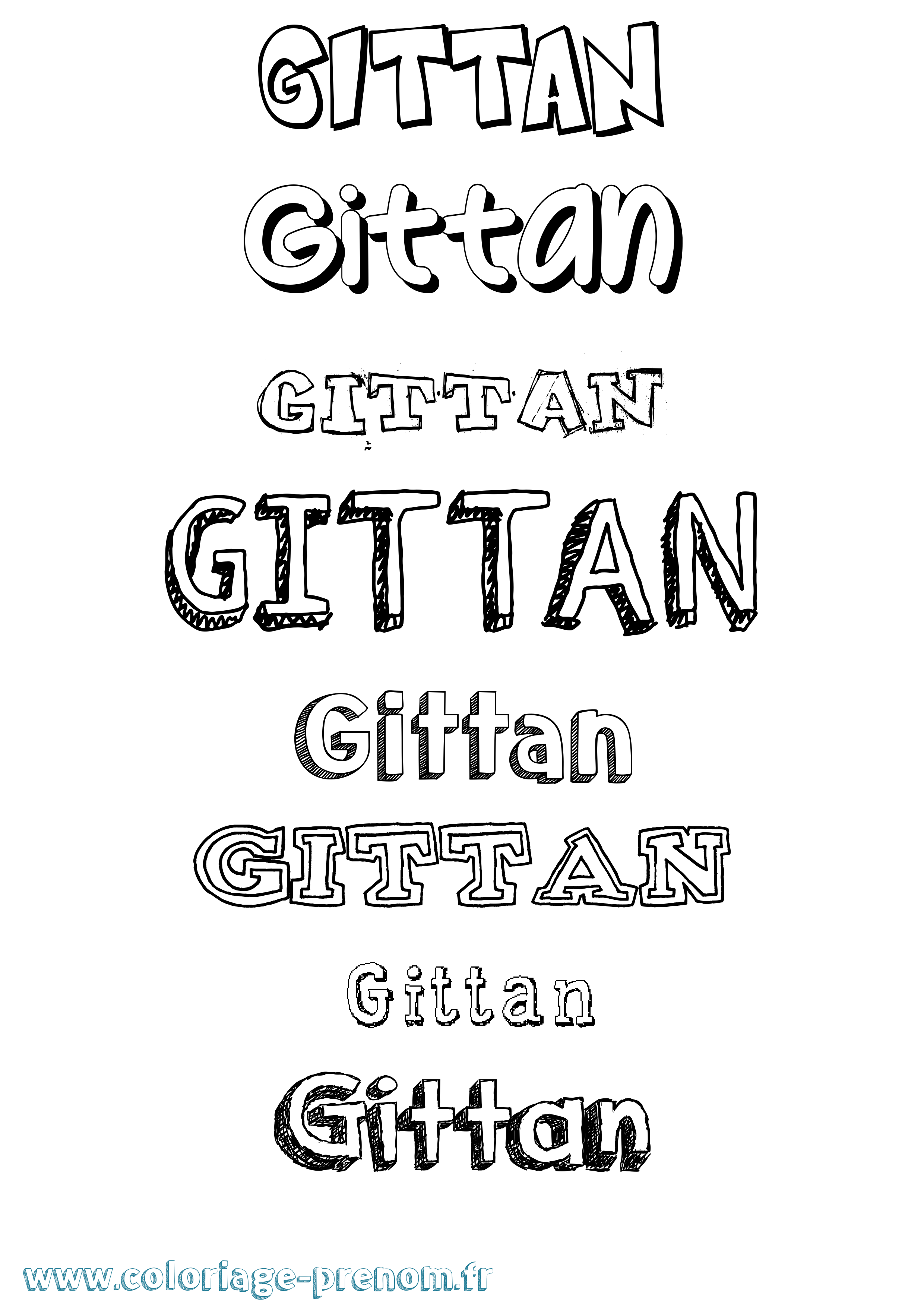 Coloriage Gittan Dessiné Coloriage prénom Gittan Dessiné