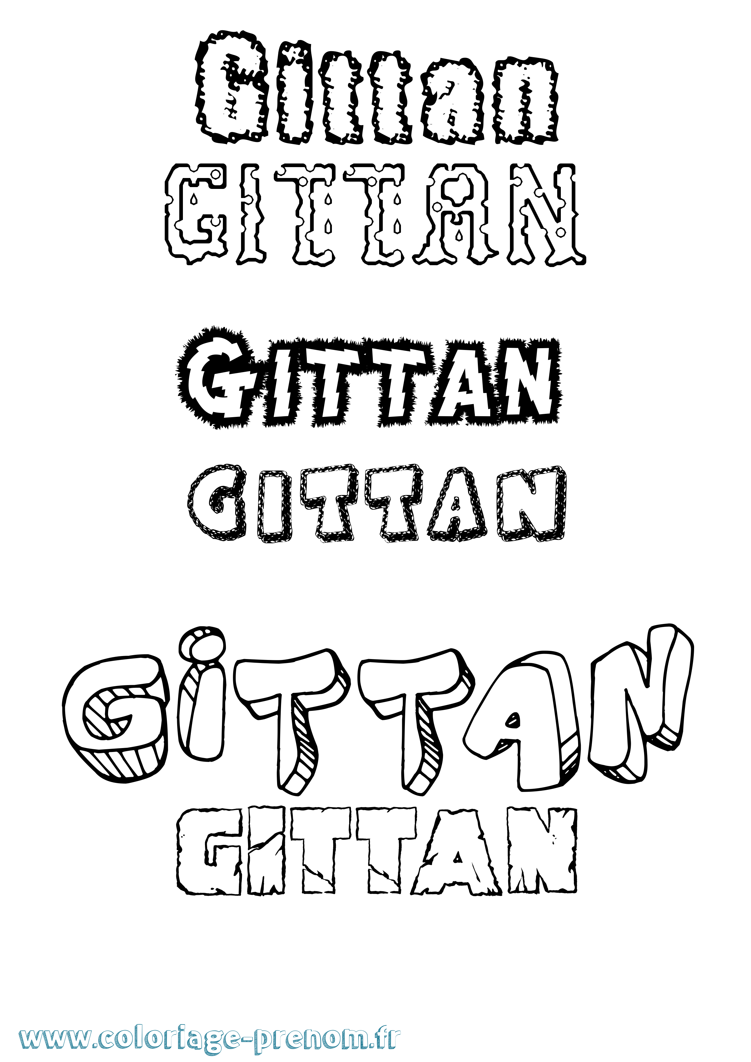 Coloriage Gittan Destructuré Coloriage prénom Gittan Destructuré